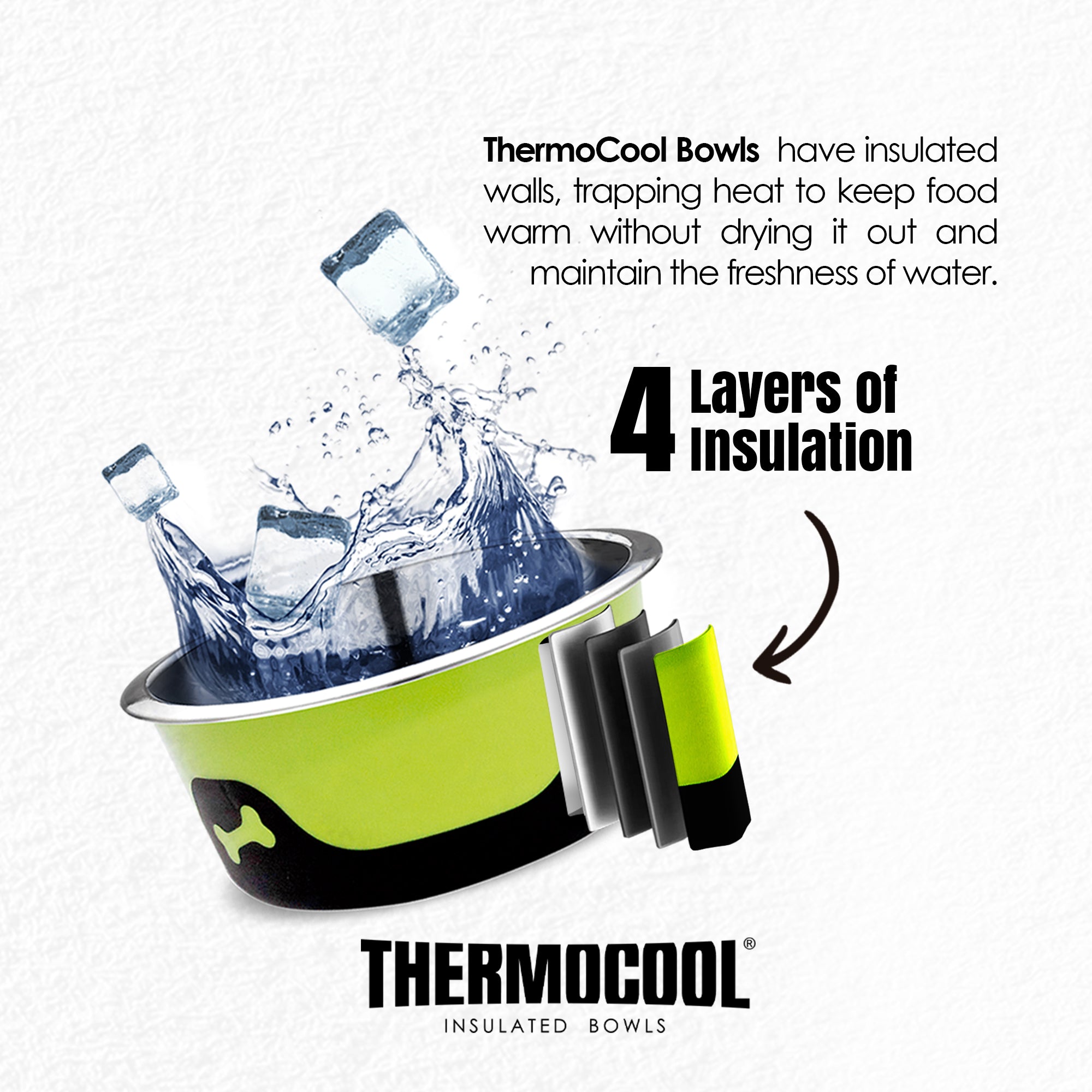 Thermocool Insulated Pet Bowls, No-Skid Base (Green)