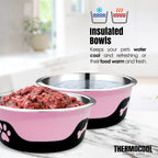 Thermocool Insulated Pet Bowls, No-Skid Base (Pink)