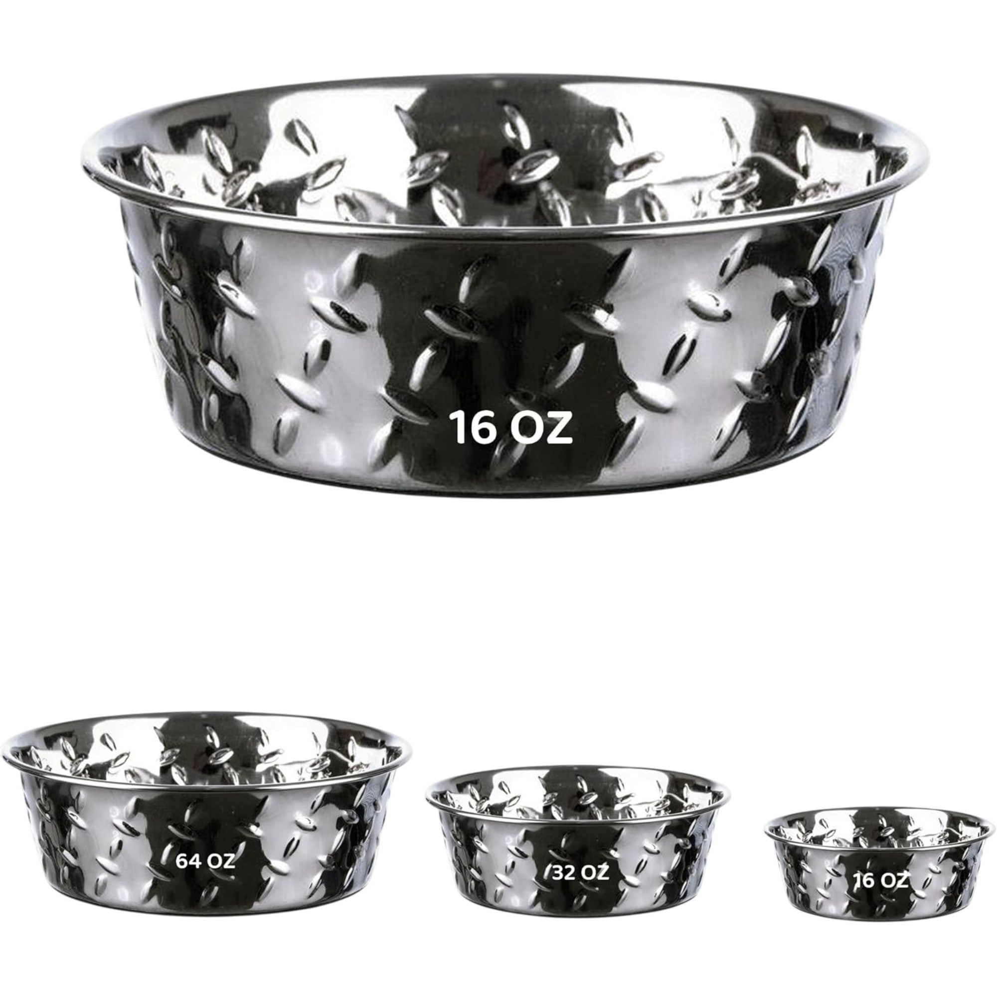 Stainless Steel Pet Bowls, No-Skid Base