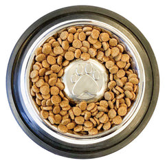 Stainless Steel Center Slow Feeder Bowl, No-Skid Base