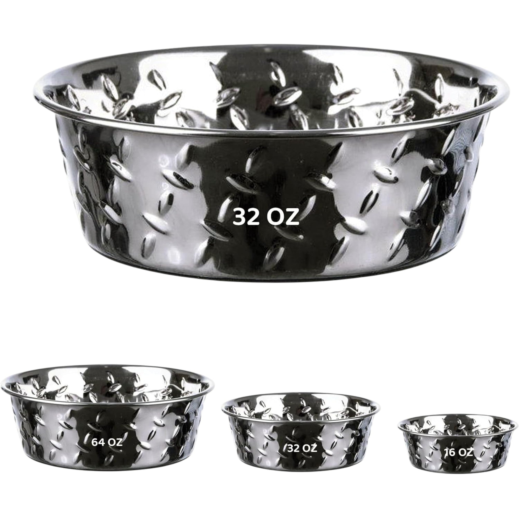 Stainless Steel Pet Bowls, No-Skid Base