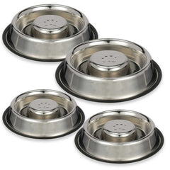 Stainless Steel Center Slow Feeder Bowl, No-Skid Base