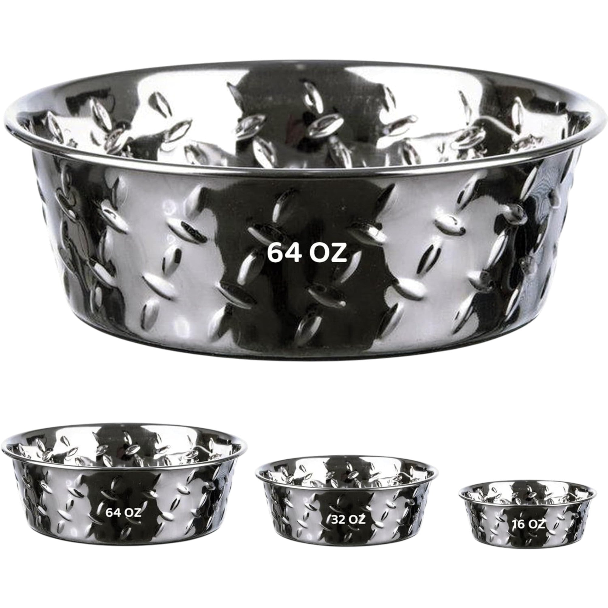 Stainless Steel Pet Bowls, No-Skid Base