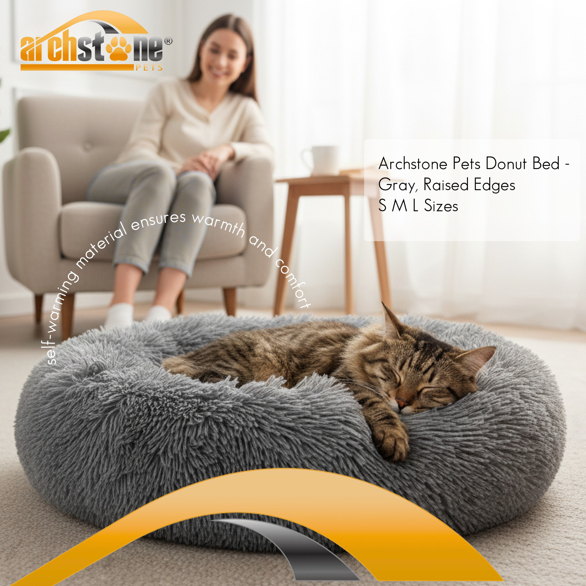 Archstone Pets - Donut Comfort Pet Beds, Gray