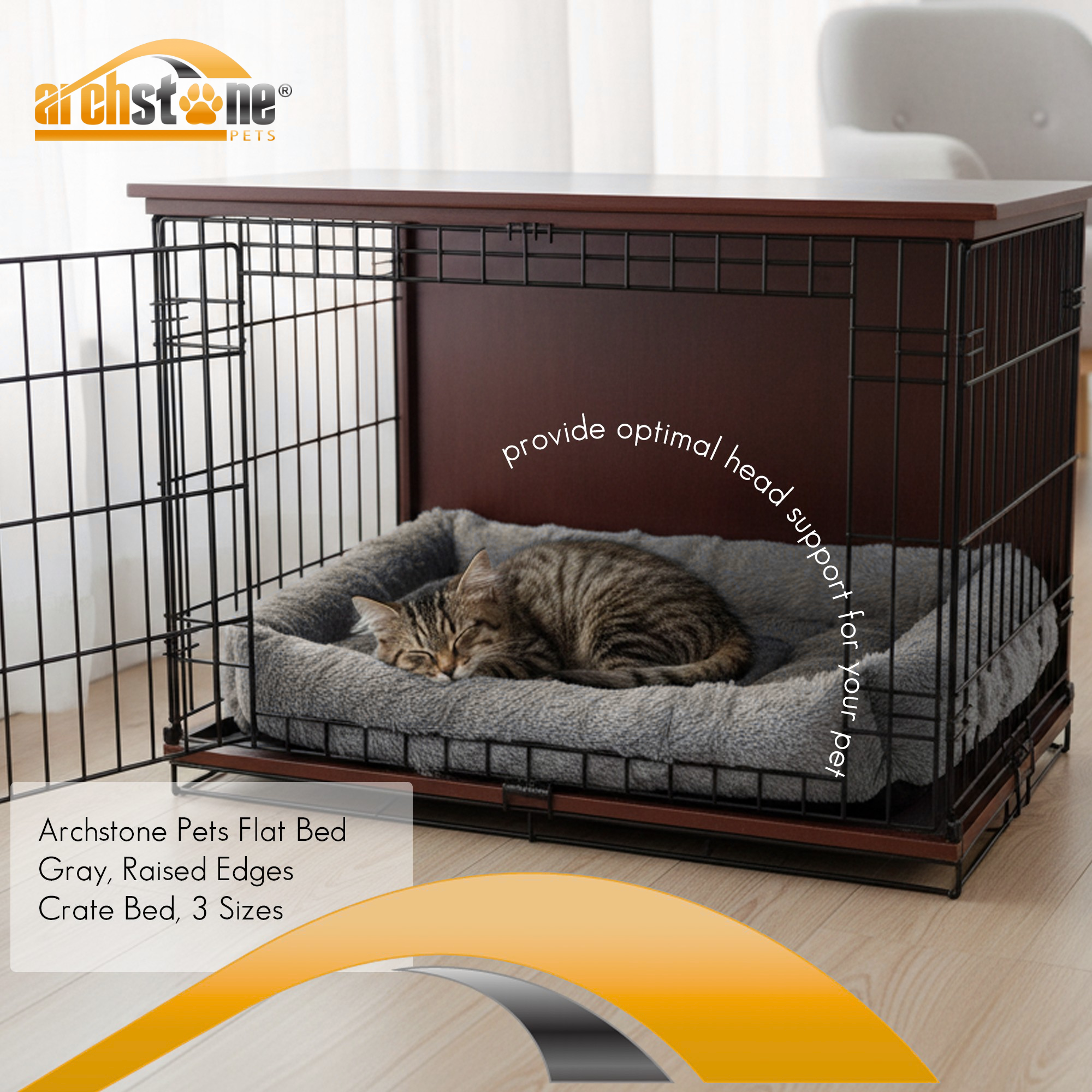 Archstone Pets - Flat Comfort Pet Beds, Gray