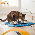 Archstone Pets - Dining Mat for Pet - Blue, Pawprint Shape
