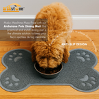 Archstone Pets - Dining Mat for Pet - Gray, Bone Shape