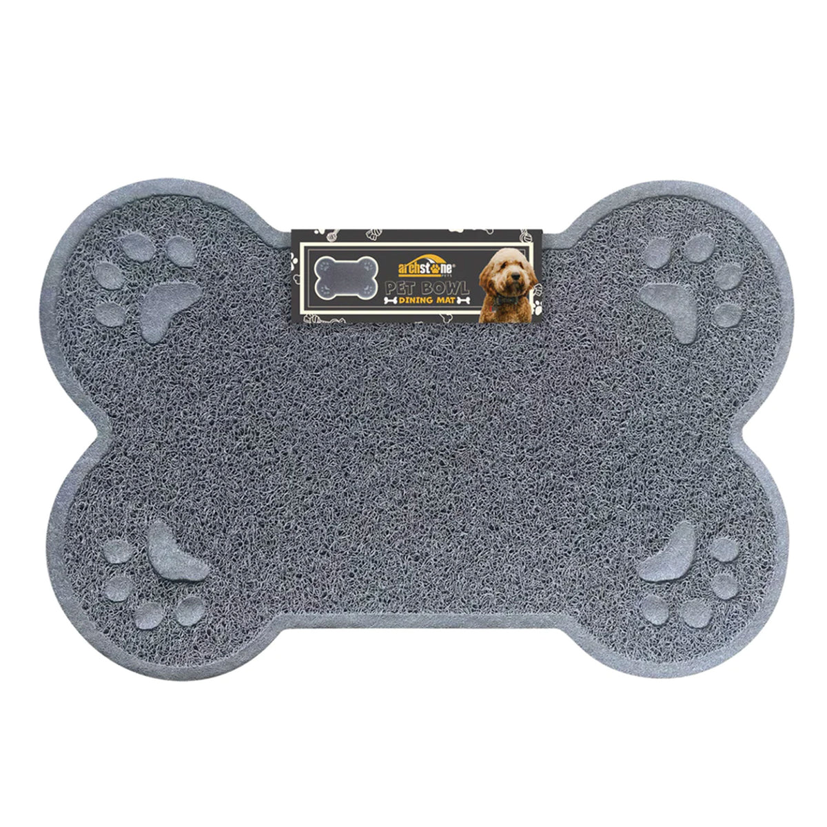 Pet Dining Mat, Gray Dog Bone