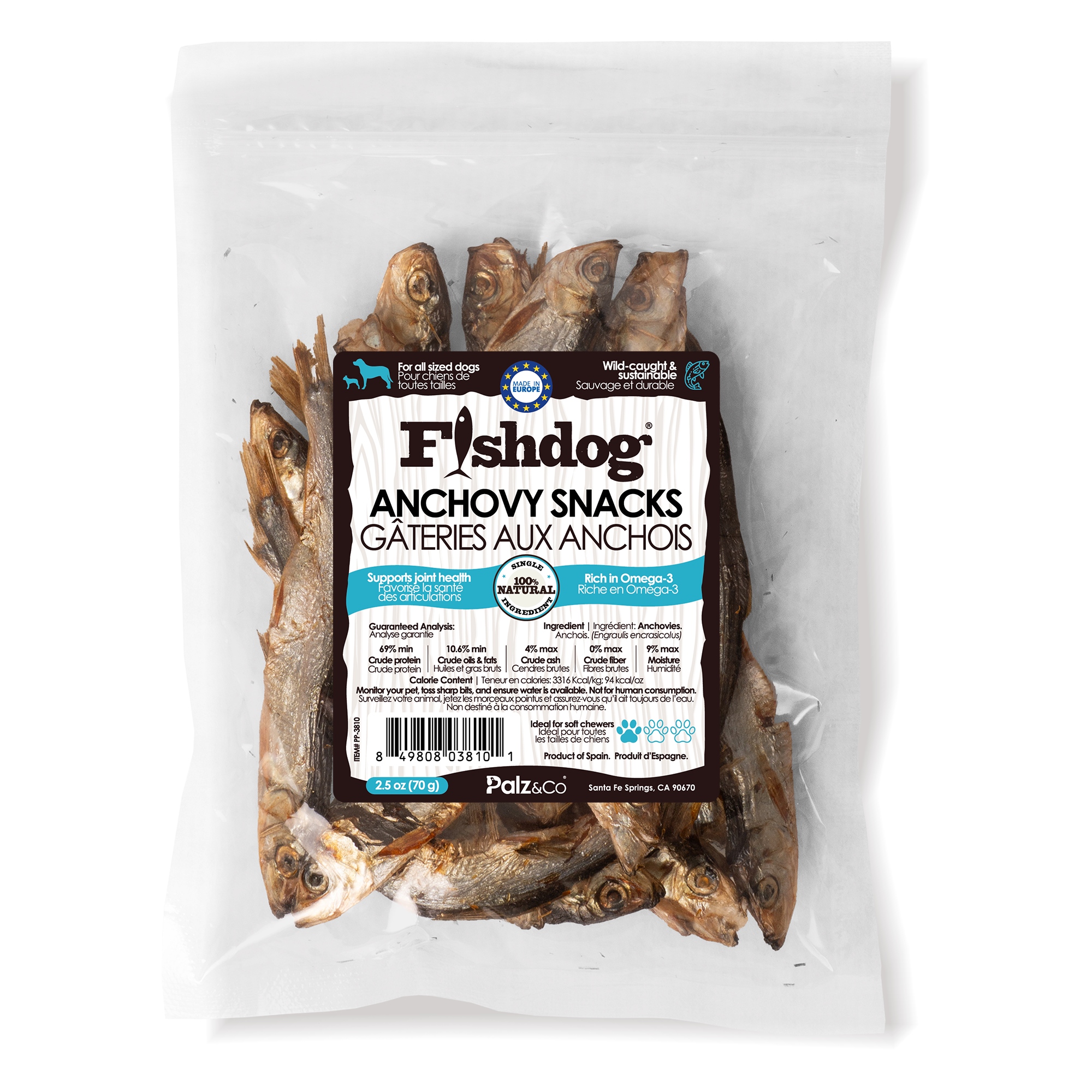 Fishdog Anchovy Snacks - 2.5 oz (70g)