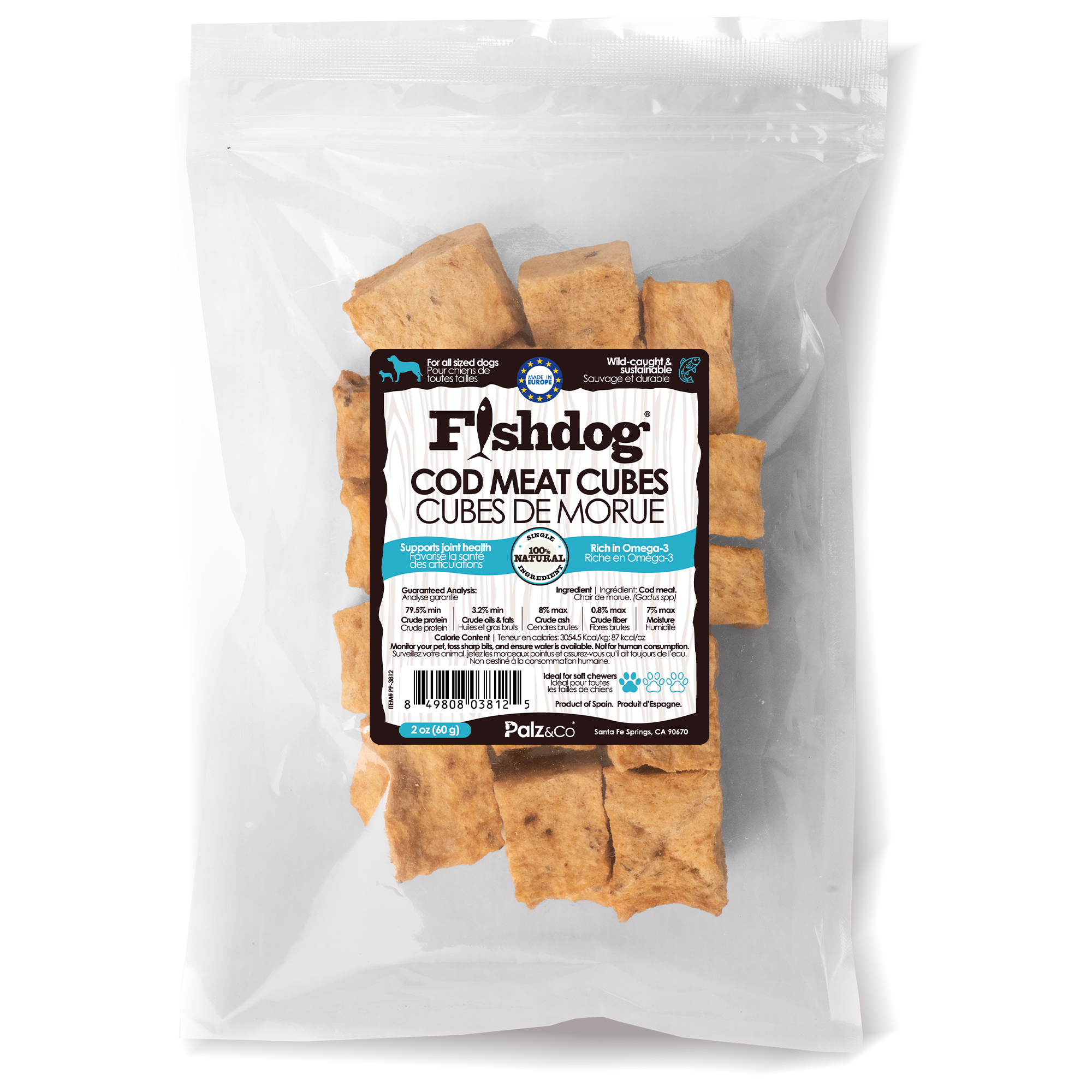 Fishdog Cod Meat Cubes - 2 oz (60g)