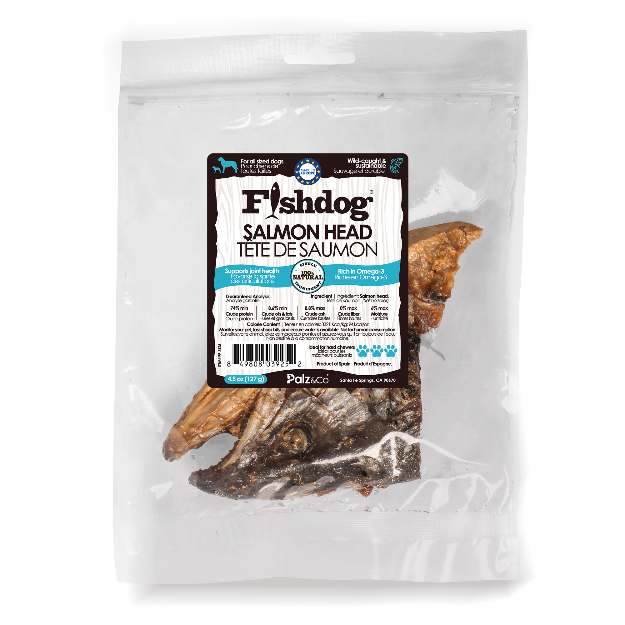 Fishdog Salmon Head (halves) - 4.5 oz (127g)