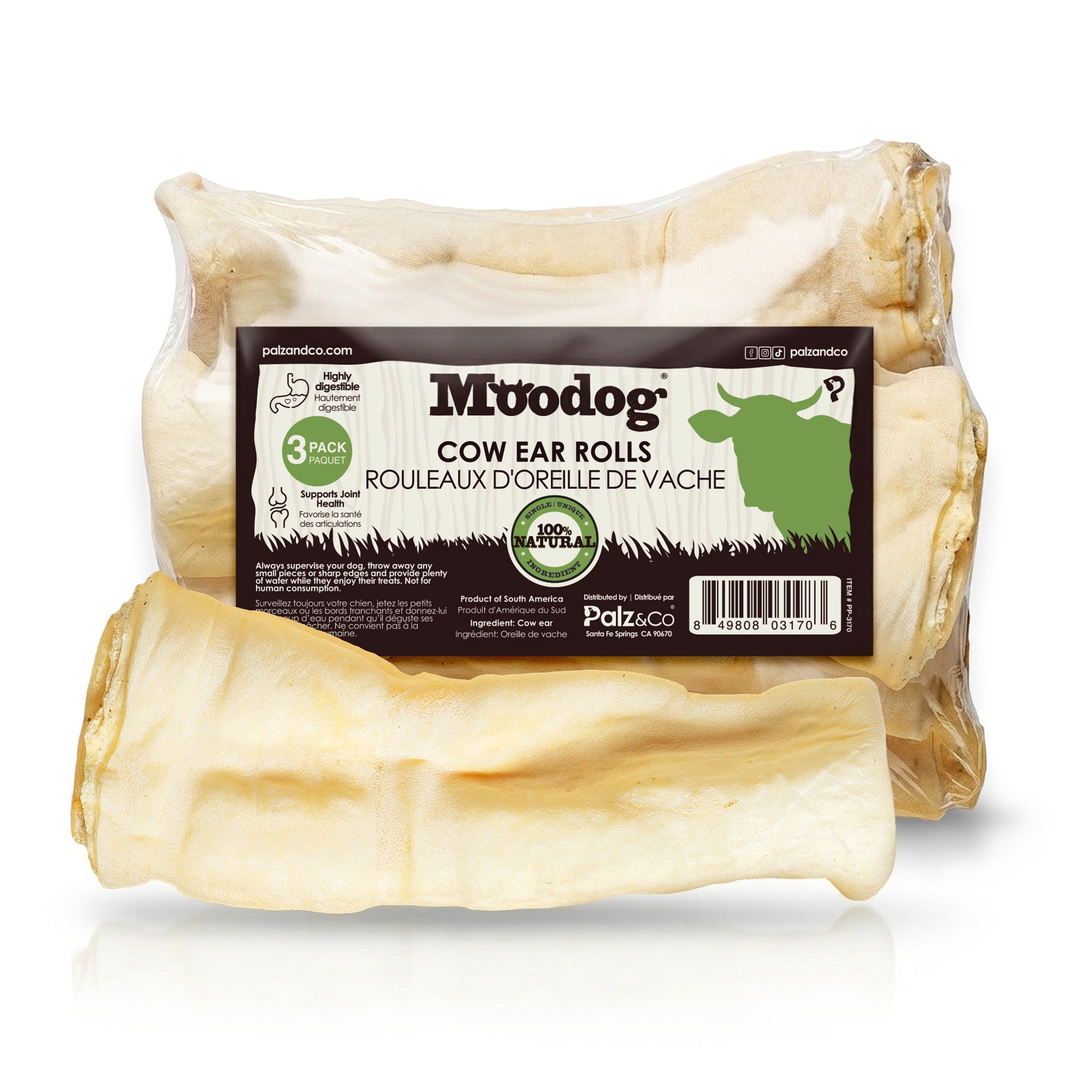 Moodog Beef Cow Ear Rolls Dog Chews - 3 Pack Main image