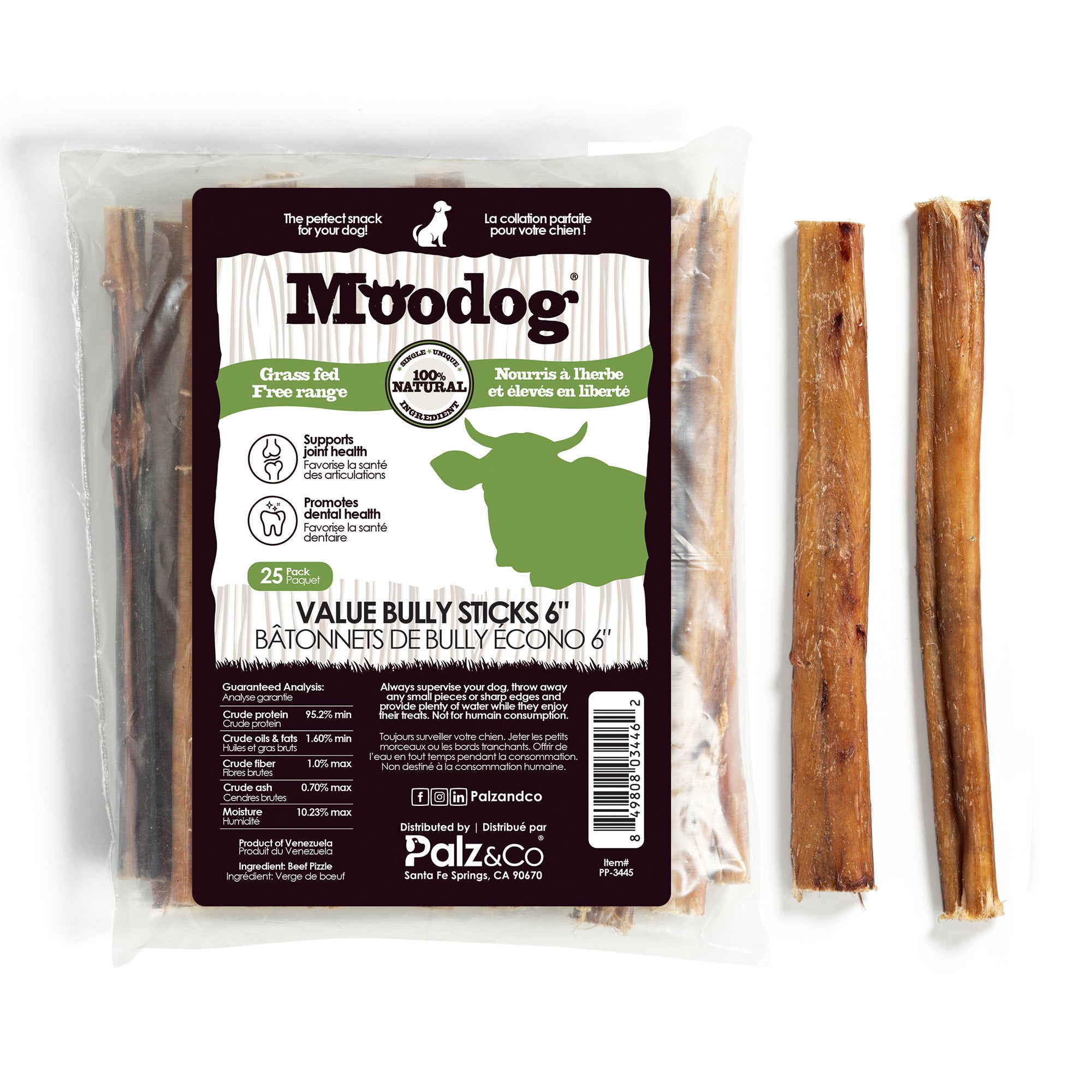 Moodog Beef Value Bully Stick 6" - Pack of 25 Main image