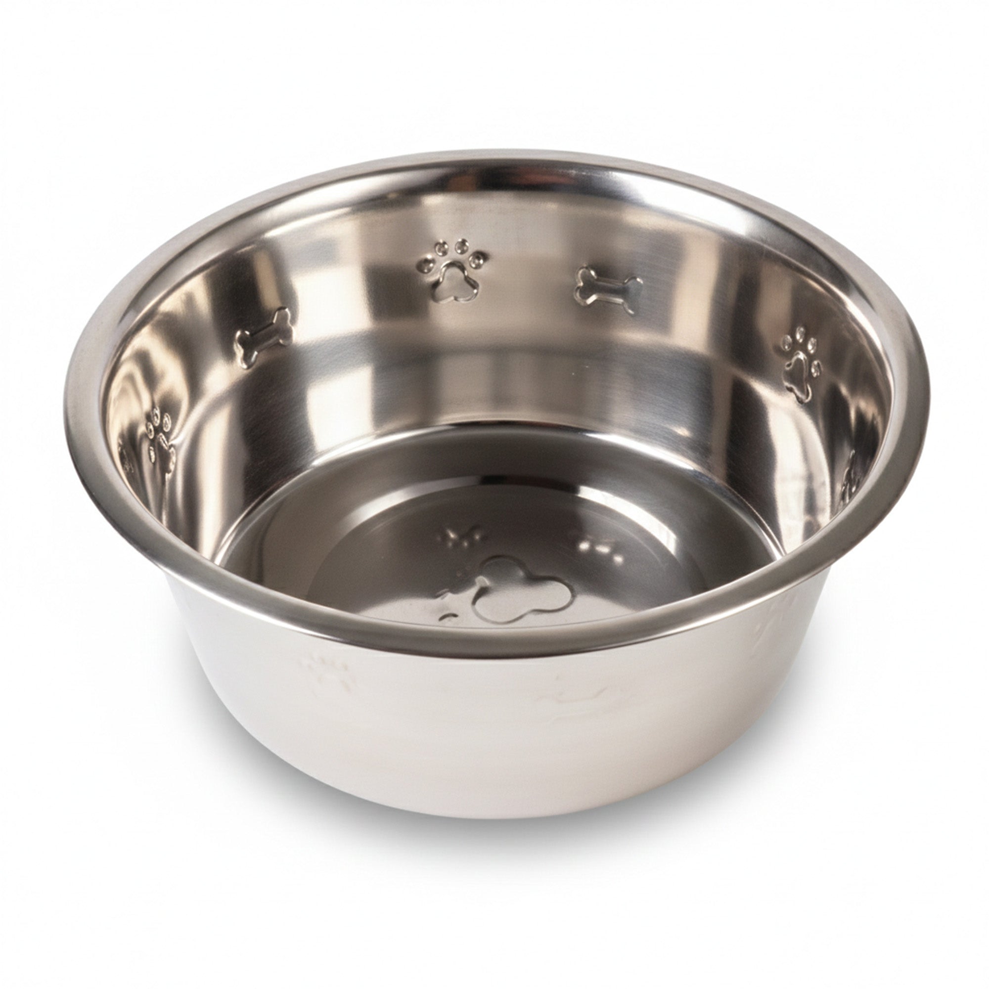 Stainless Steel Dog Bowls, Embossed with Paw & Bone - 8oz to 48oz