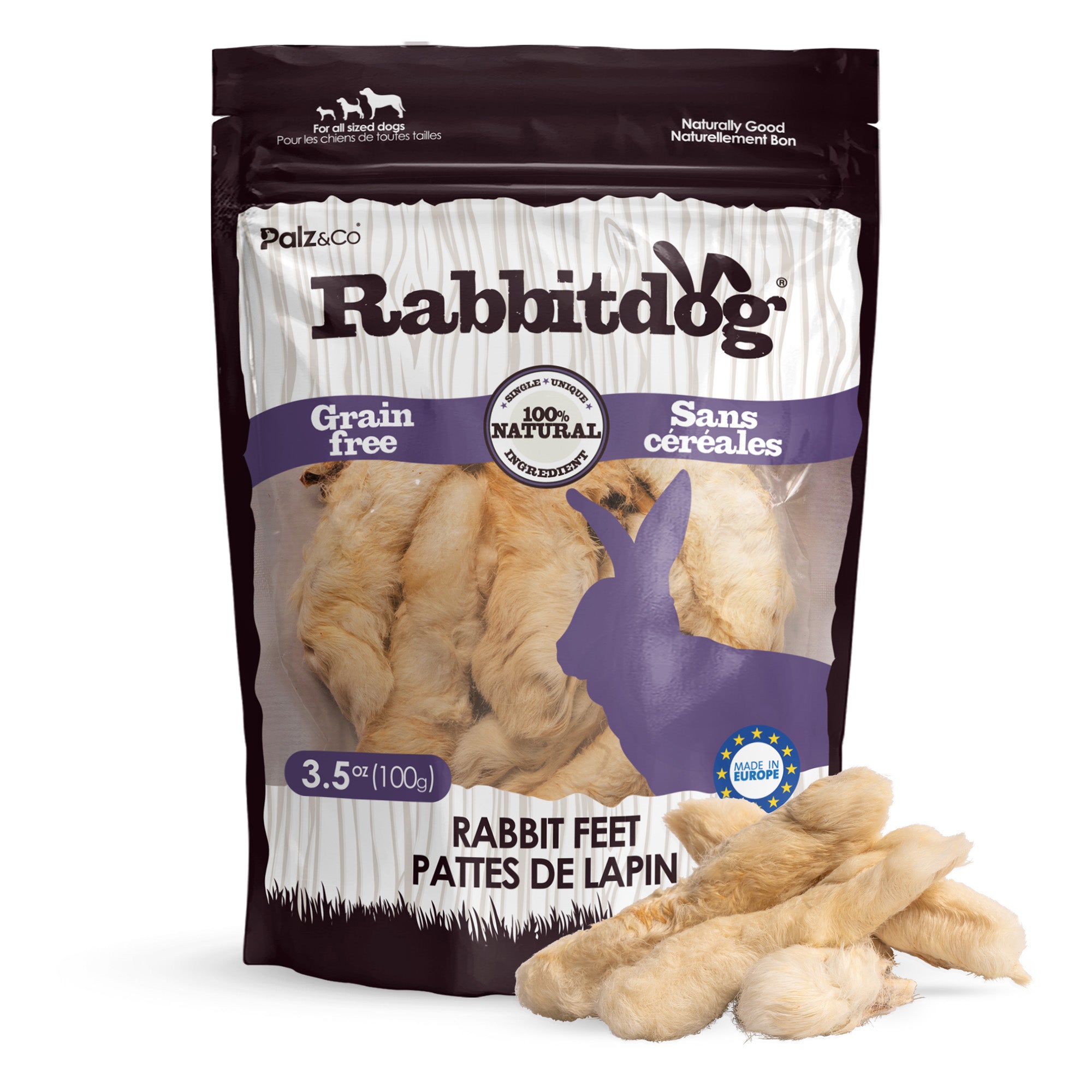 Rabbitdog Rabbit Feet (With Fur) - 3.5 oz (100g)
