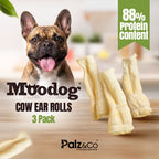Moodog Beef Cow Ear Rolls Dog Chews - 3 Pack