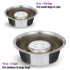 Reversible Slow Feeder Stainless Steel Dog Bowl - 6oz & 16oz