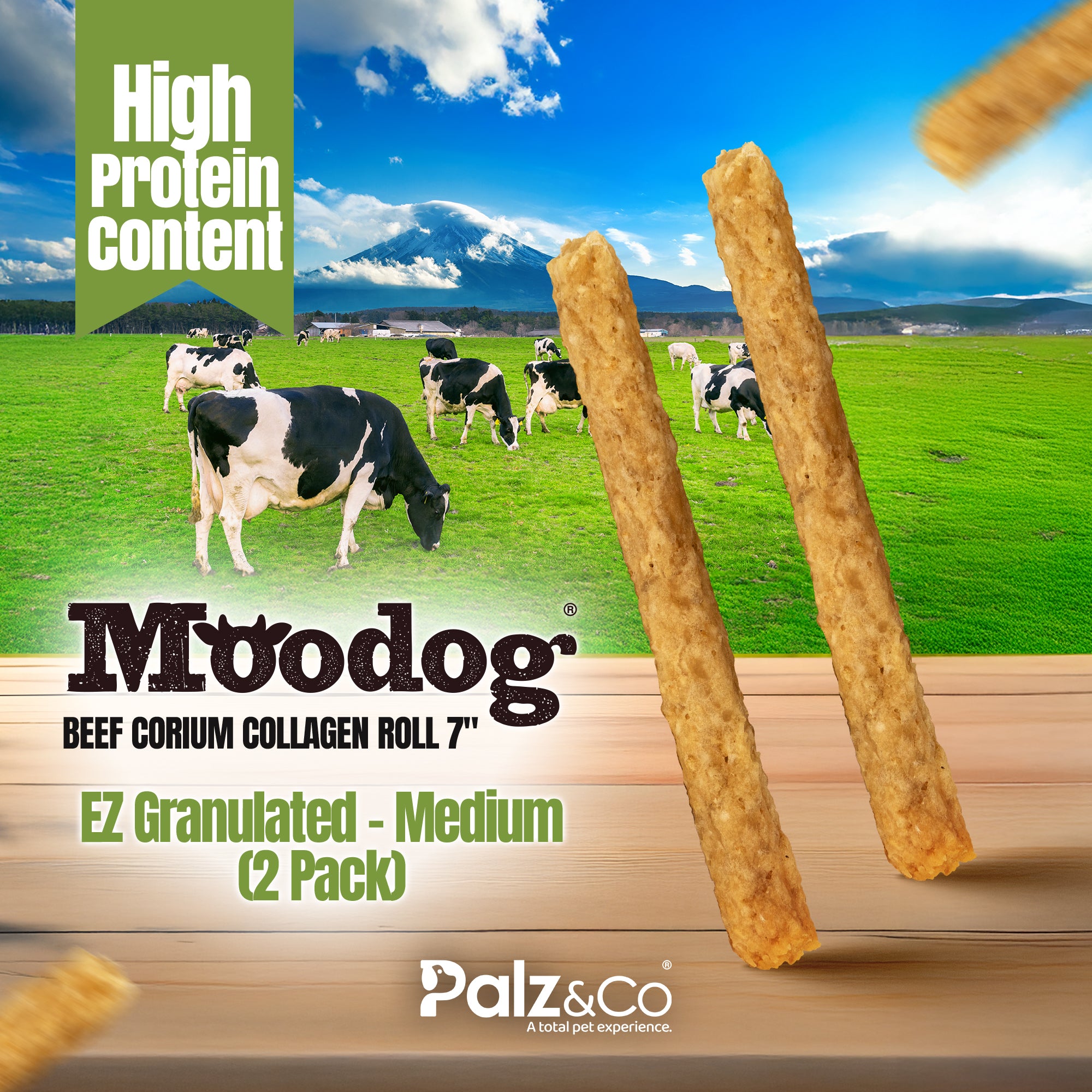 Moodog Easy-Chew Corium Collagen Dog Treat 7" & 10" (Beef Flavor Roll)