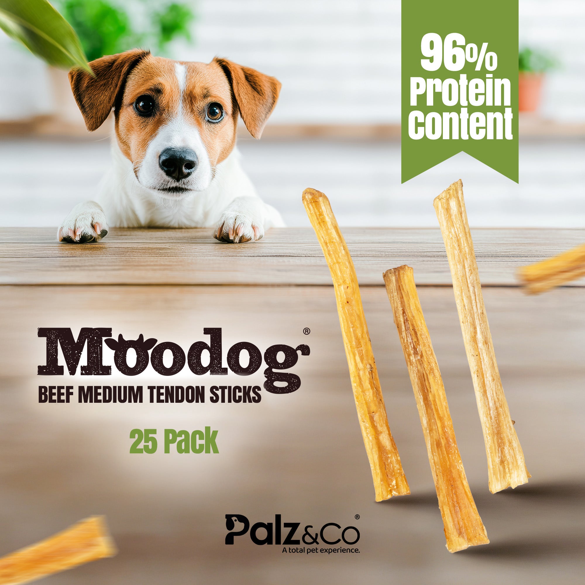Moodog Beef Medium Tendon Stick - 25 Pack