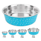 Deco-Blue Stainless Steel Bowl, No-Skid Base - 16oz to 64oz