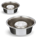 Reversible Slow Feeder Stainless Steel Dog Bowl - 6oz & 16oz