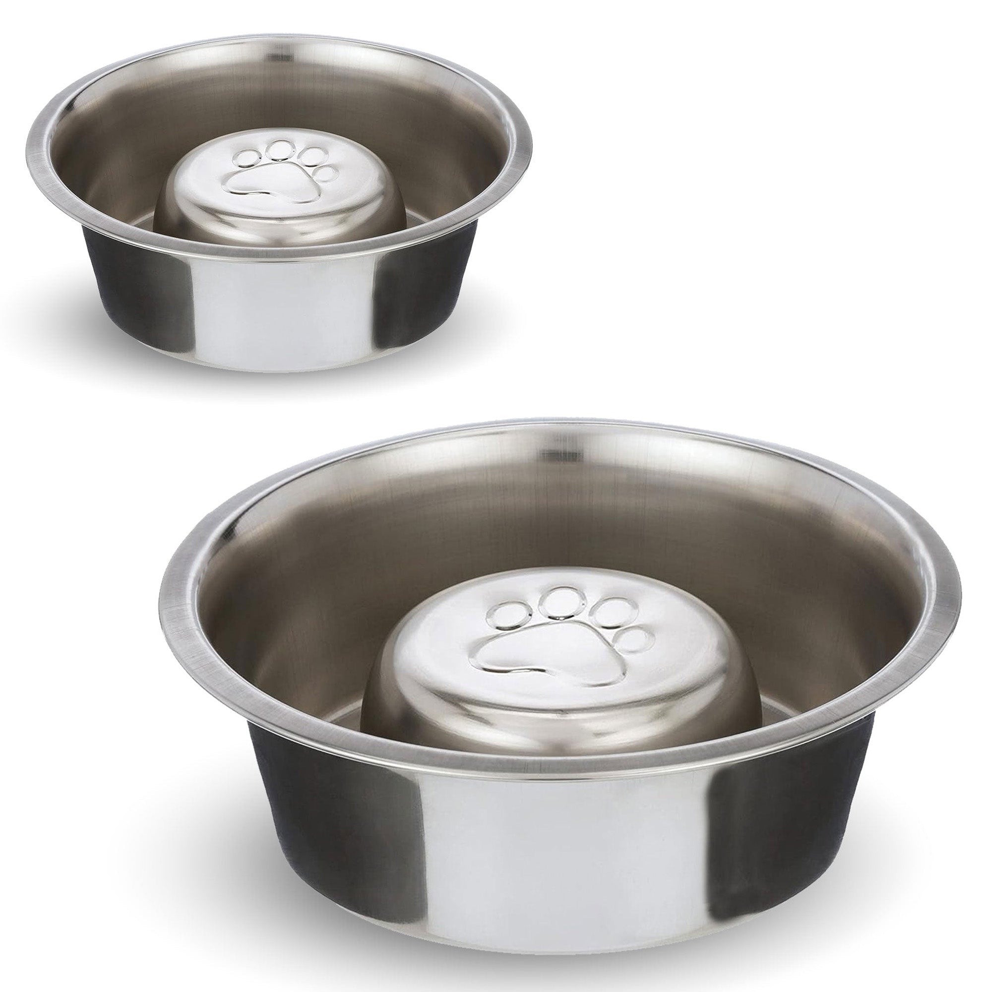 Reversible Slow Feeder Stainless Steel Dog Bowl - 6oz & 16oz
