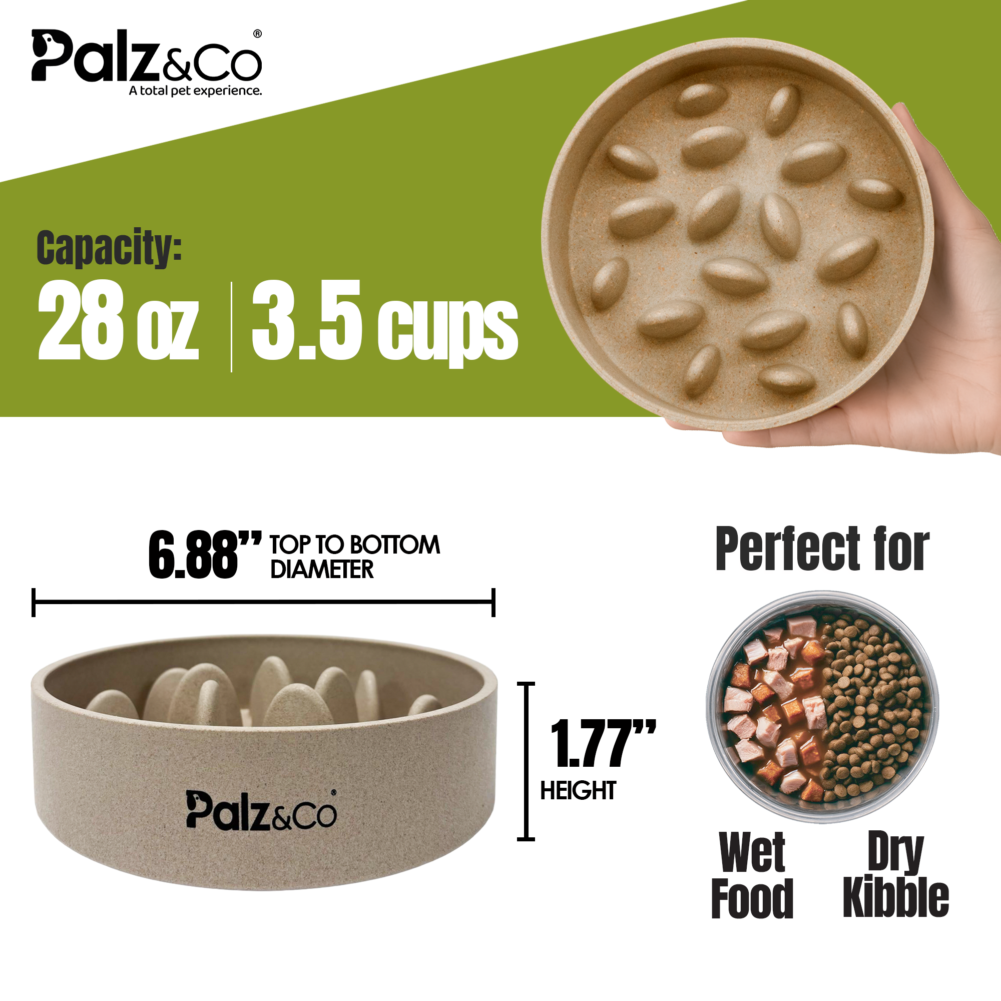 EcoBowl Slow Feeder Dog Bowls - 28oz & 48oz