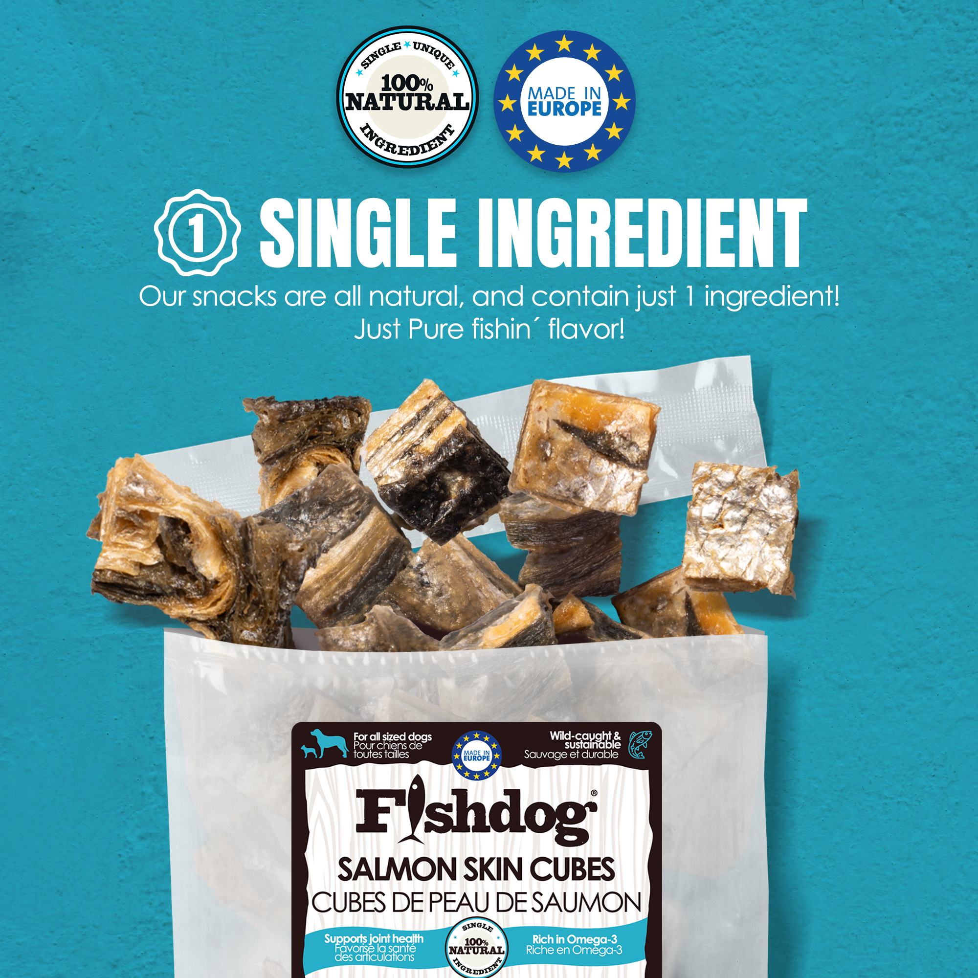 Fishdog Salmon Skin Cubes - 2.5 oz (70g) Secondary image