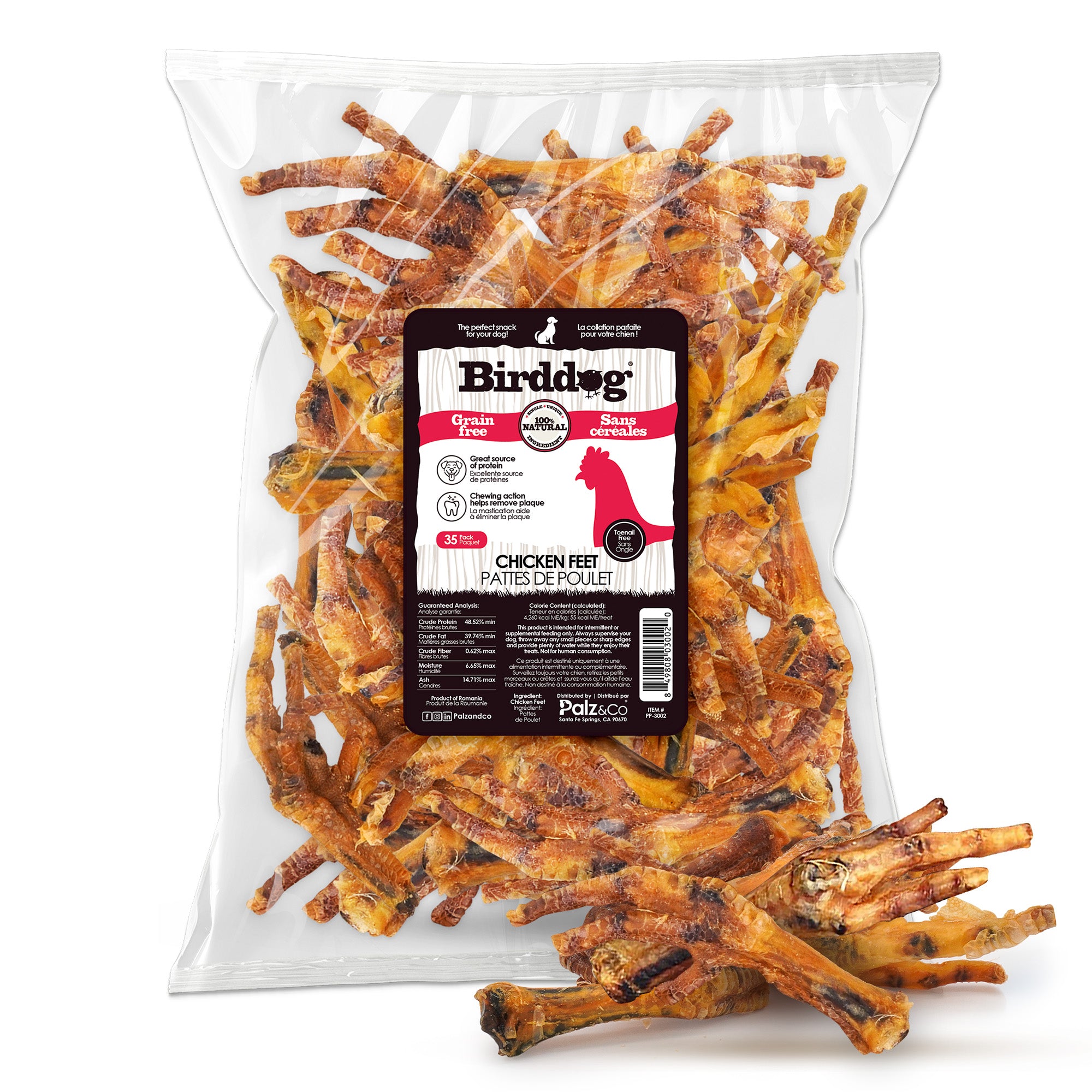 Birddog Chicken Feet Dog Treats - Pack of 10 & 35