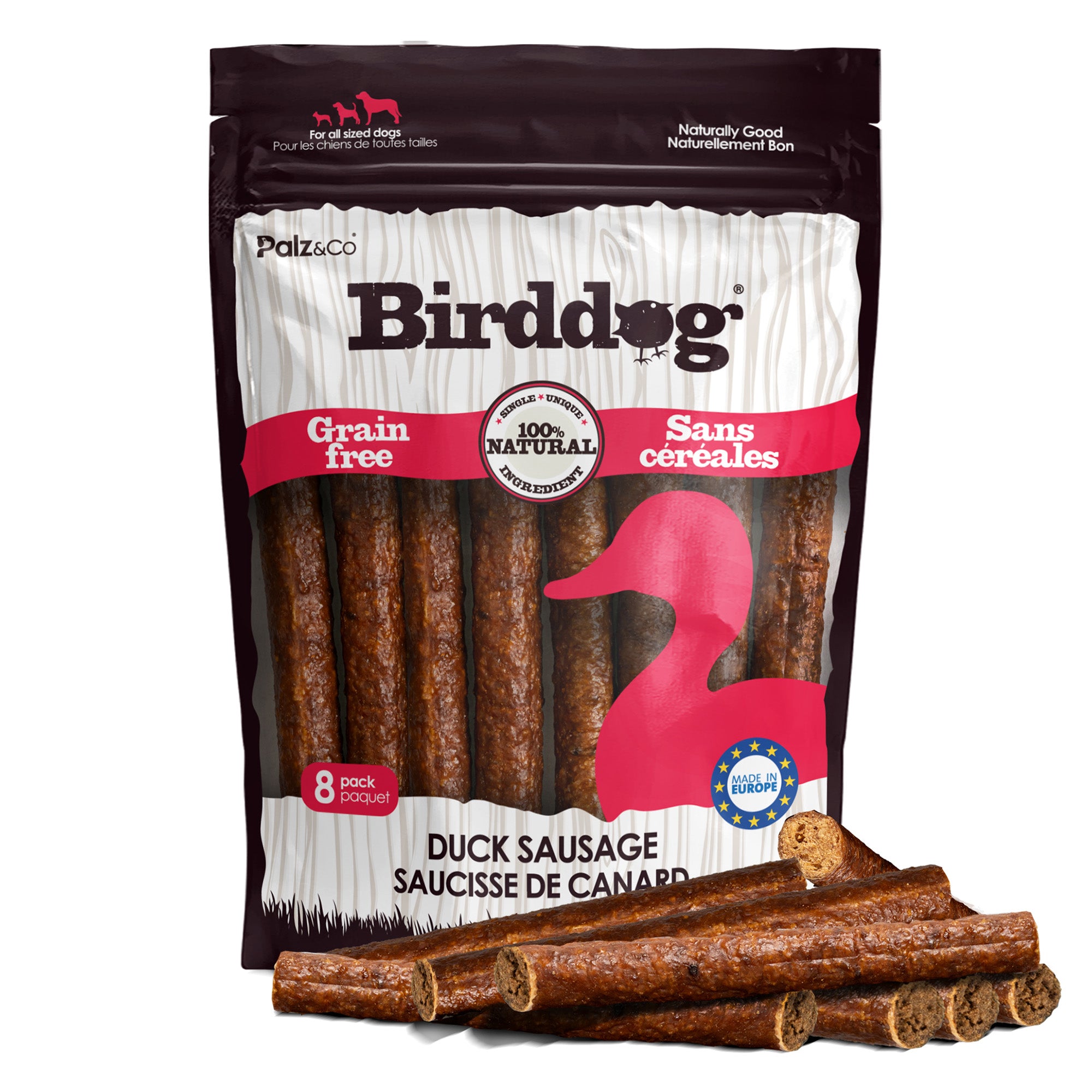 Birddog Duck Sausage Dog Treats - Pack of 8 & 20 Main image