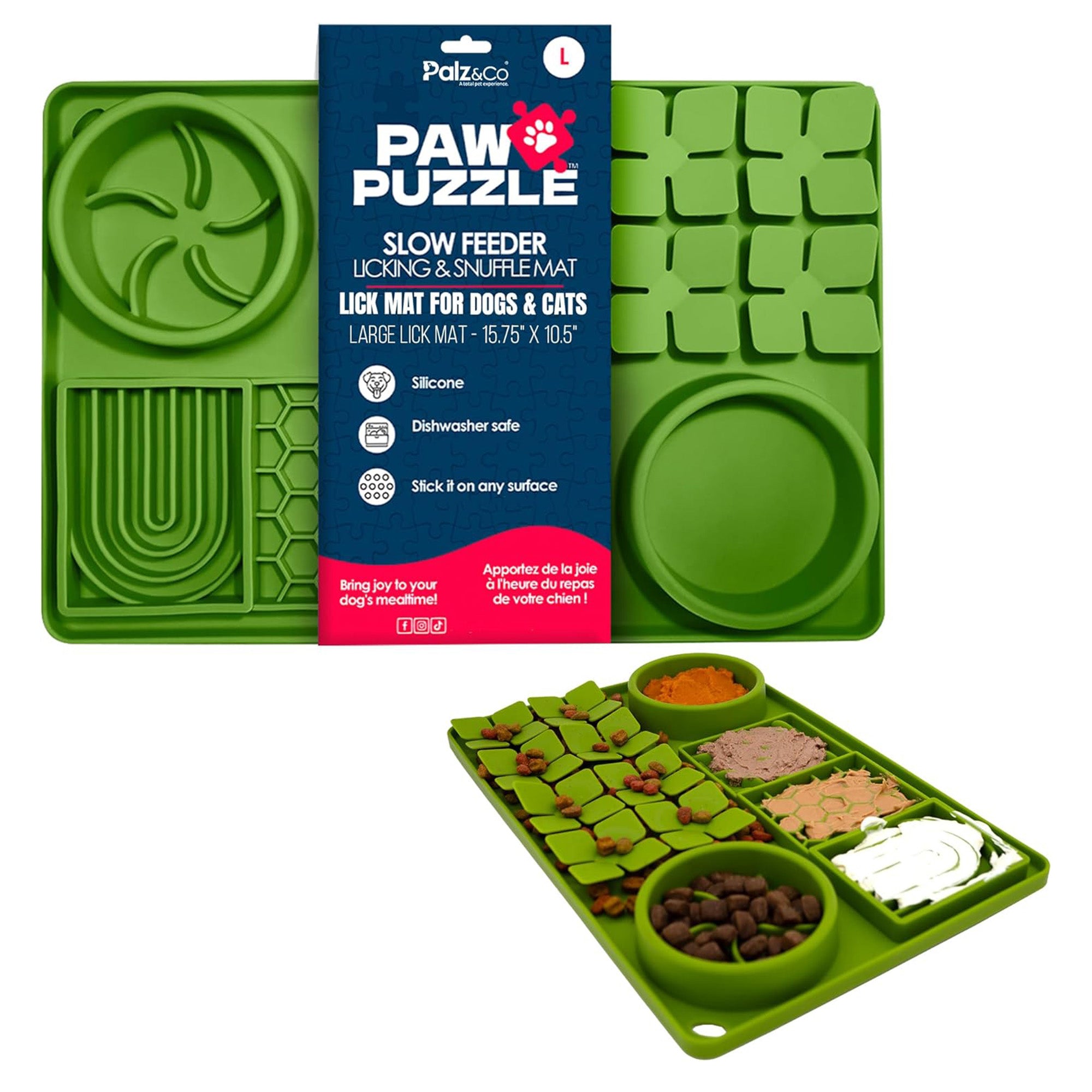 Paw Puzzle Silicone 2-in-1 Slow Feeder & Lick Mat - 3 Sizes & Colors