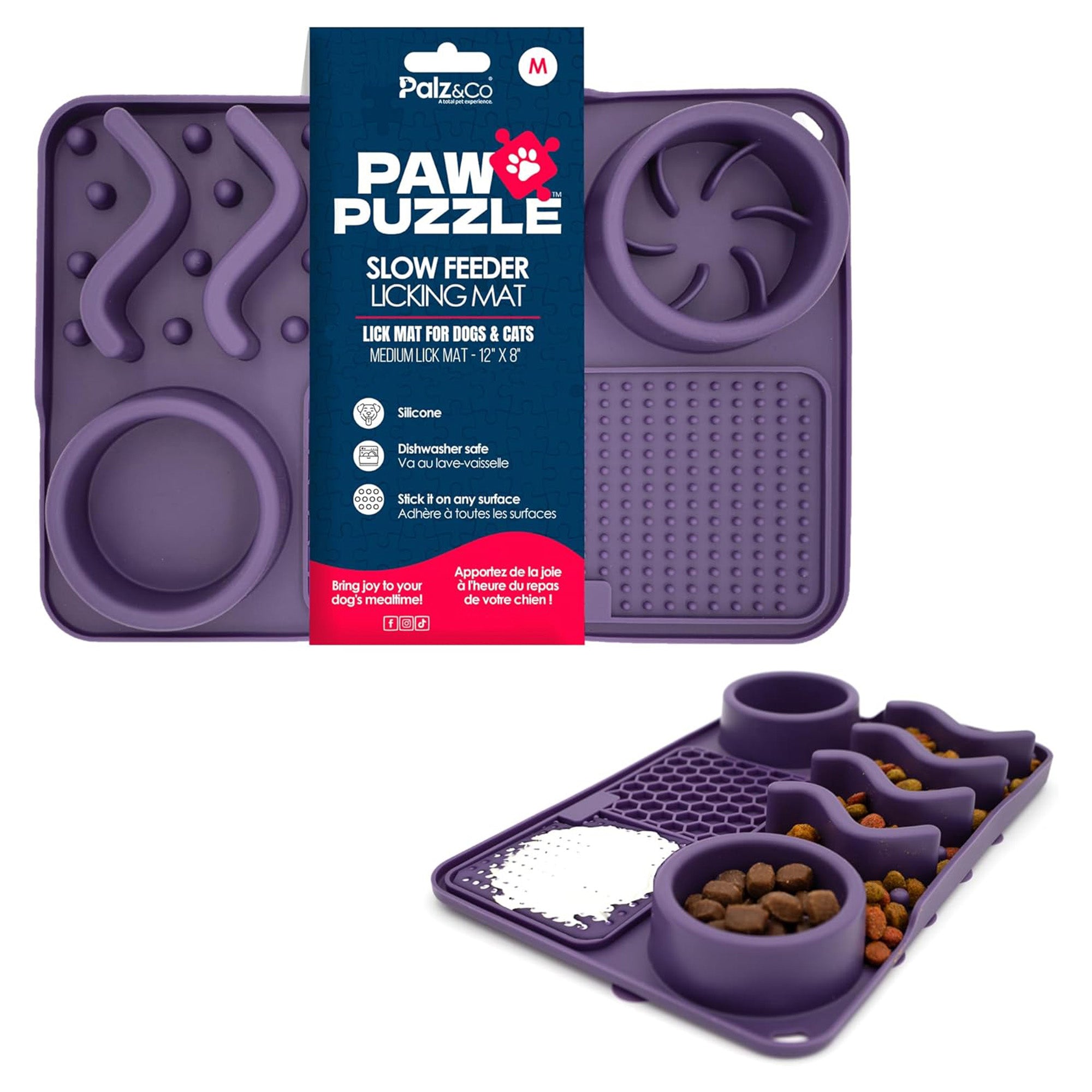 Paw Puzzle Silicone 2-in-1 Slow Feeder & Lick Mat - 3 Sizes & Colors