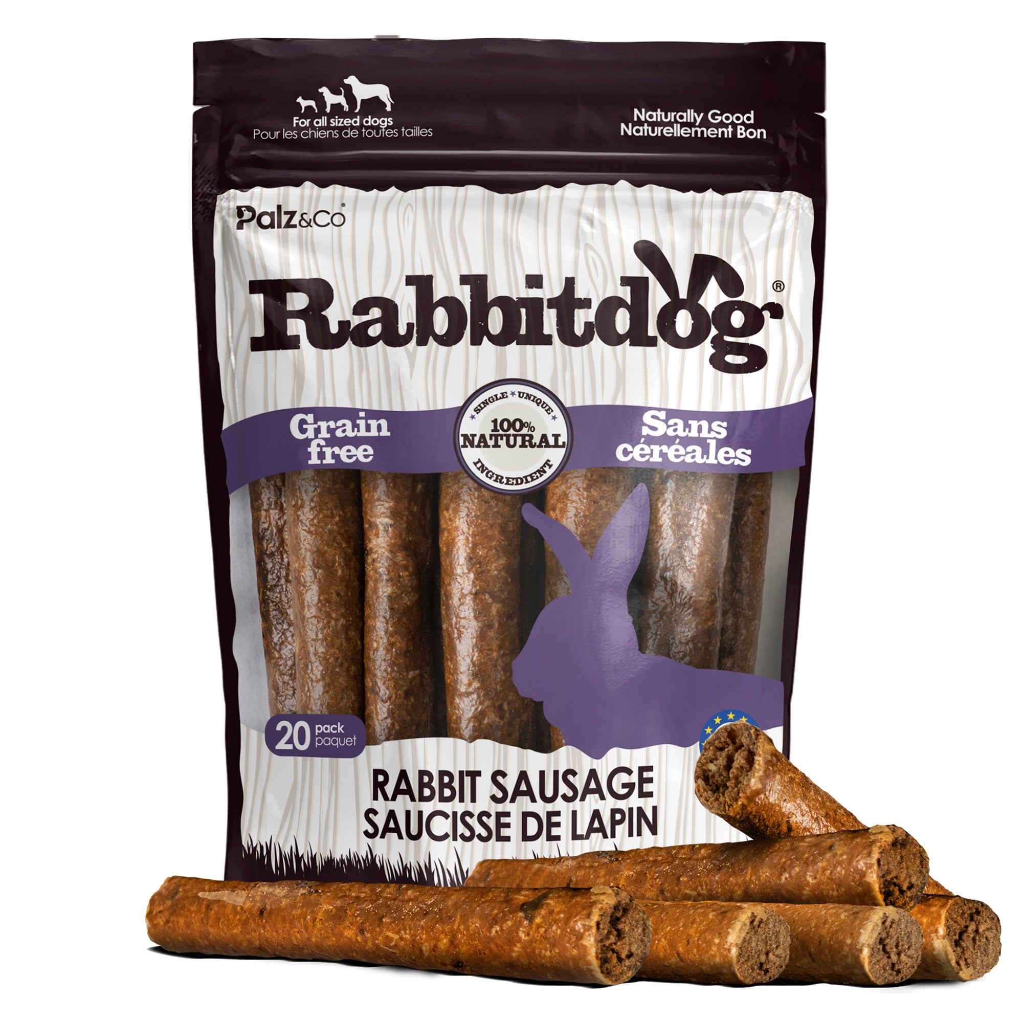 Rabbitdog Rabbit Sausage Dog Treats - Pack of 8 & 20