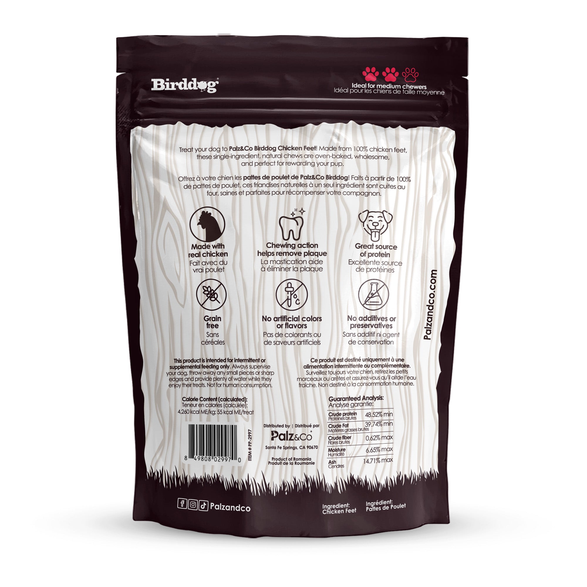 Birddog Chicken Feet Dog Treats - Pack of 10 & 35