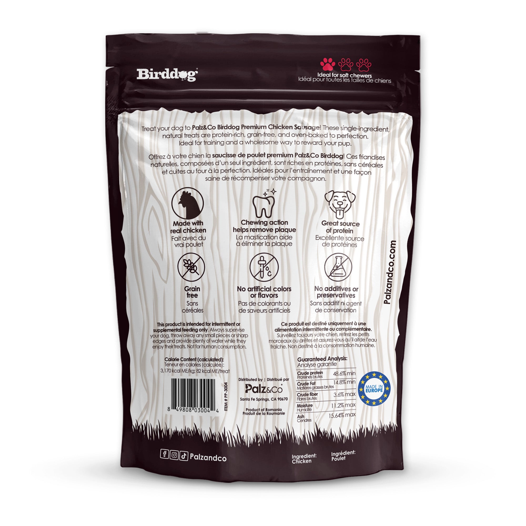 Birddog Chicken Sausage Dog Treats - Pack of 8 & 20