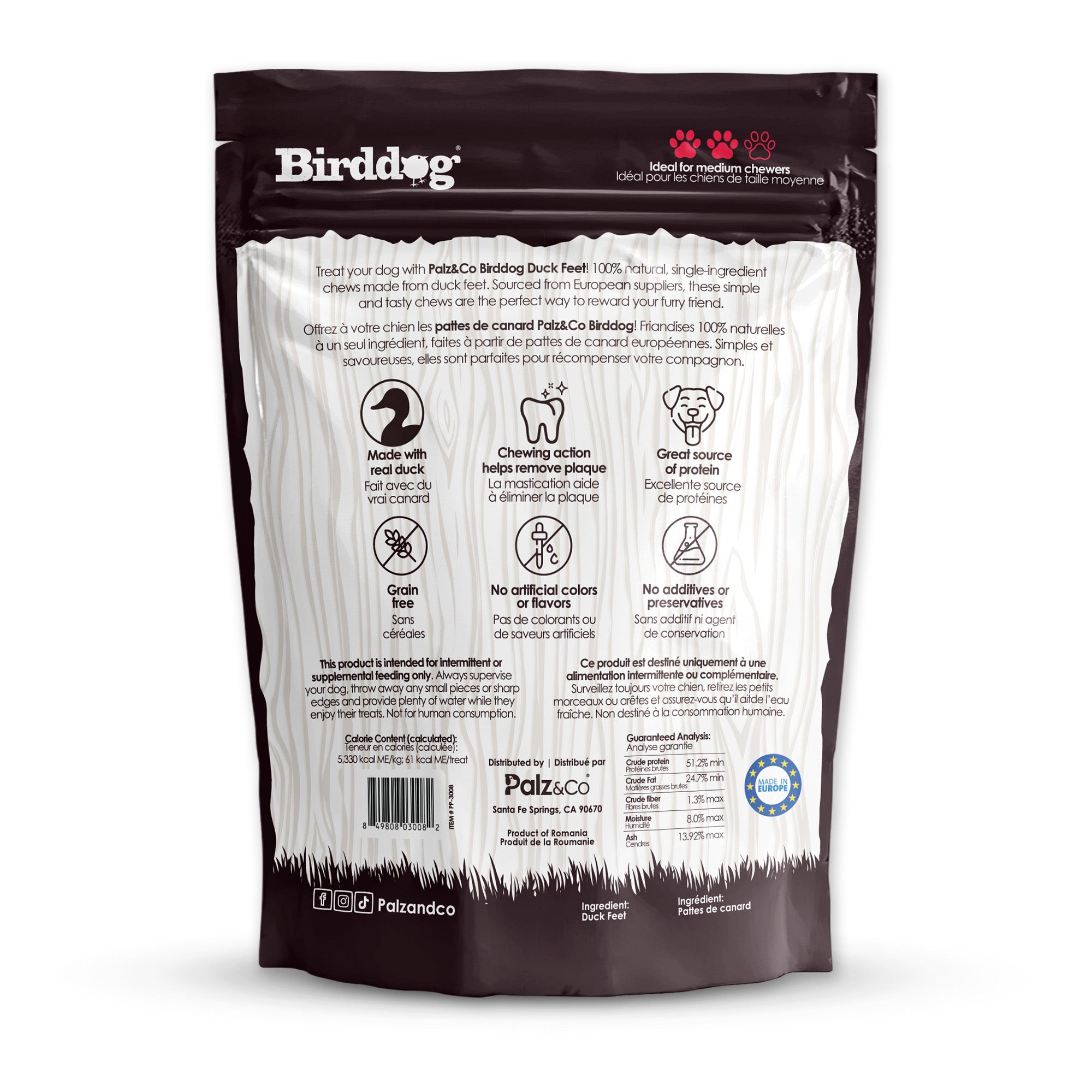 Birddog Duck Feet Chews (no nails) - Pack of 10 & 35