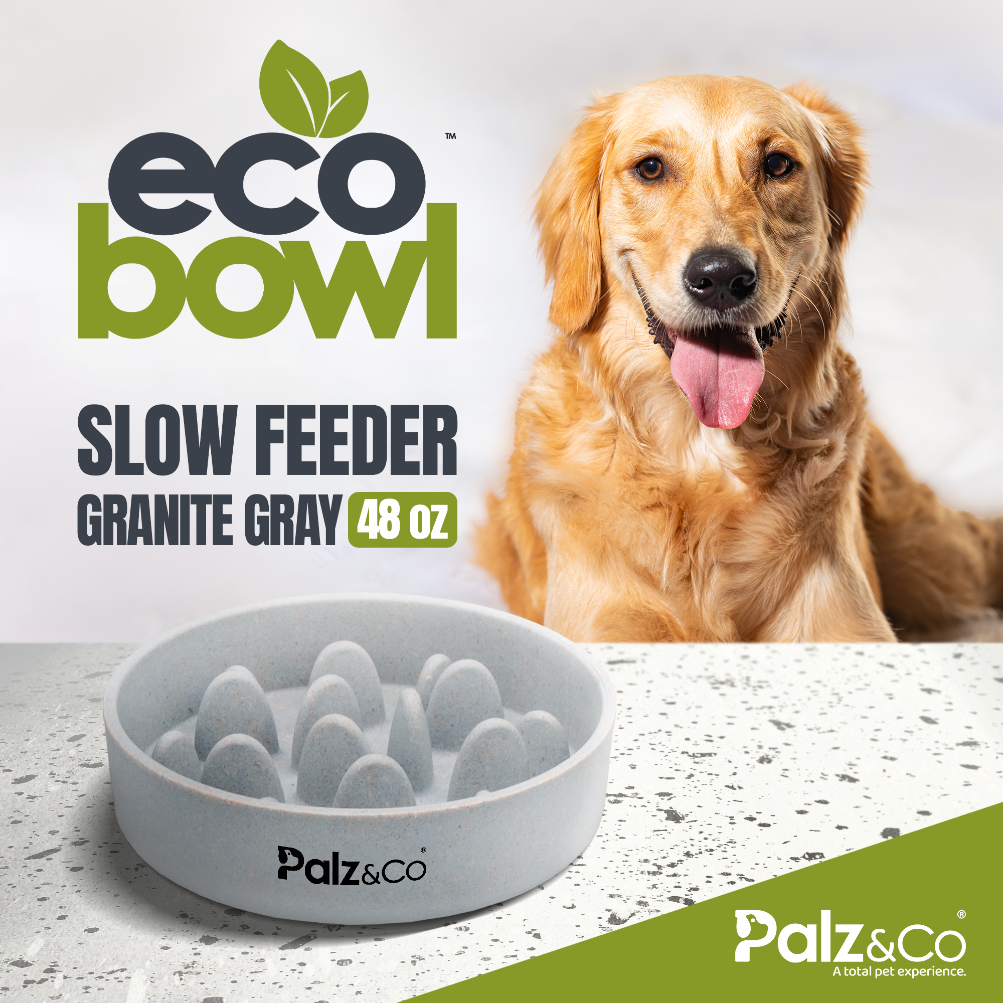 EcoBowl Slow Feeder Dog Bowls - 28oz & 48oz