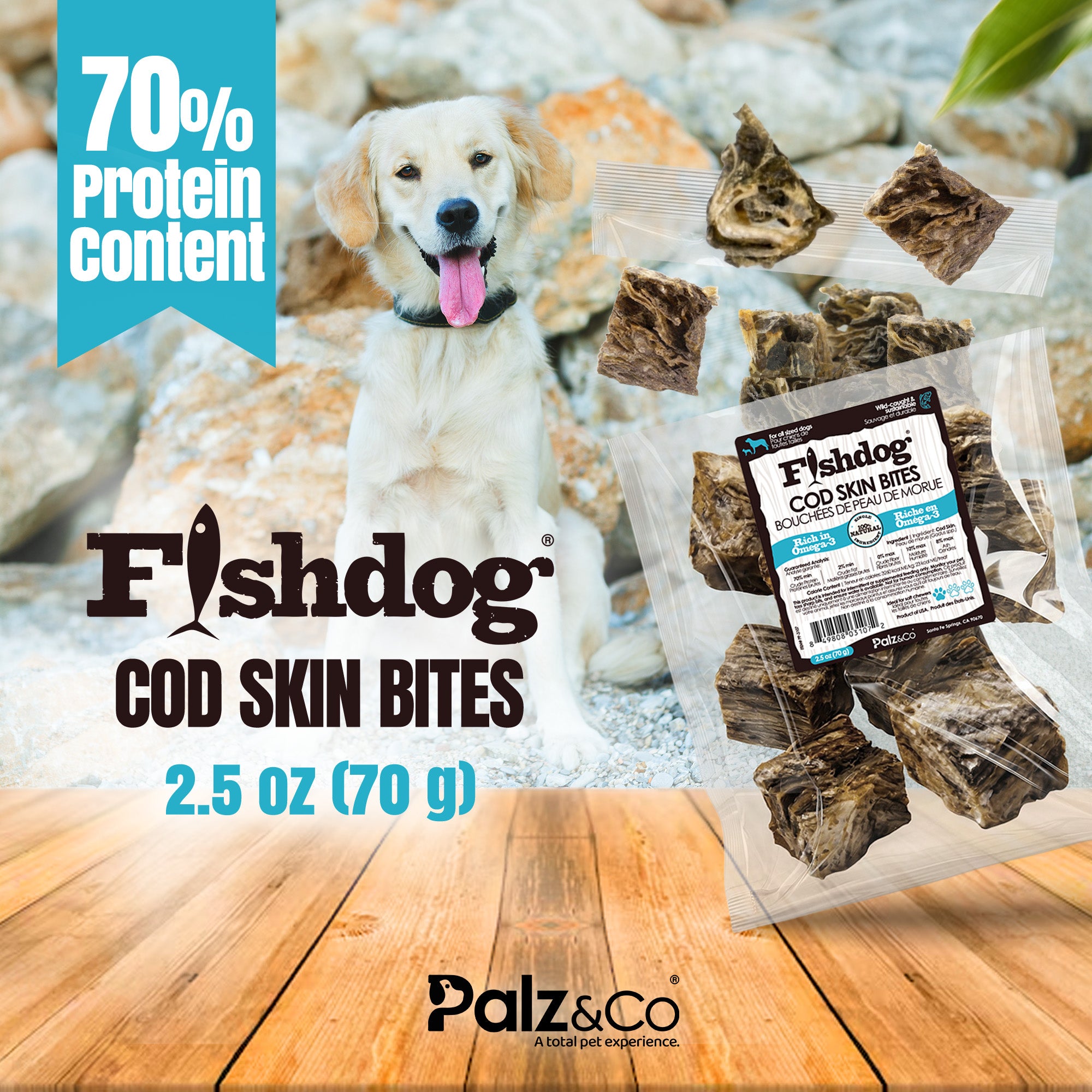 Fishskin Dog Cod Bites Cubes - 2.5 oz