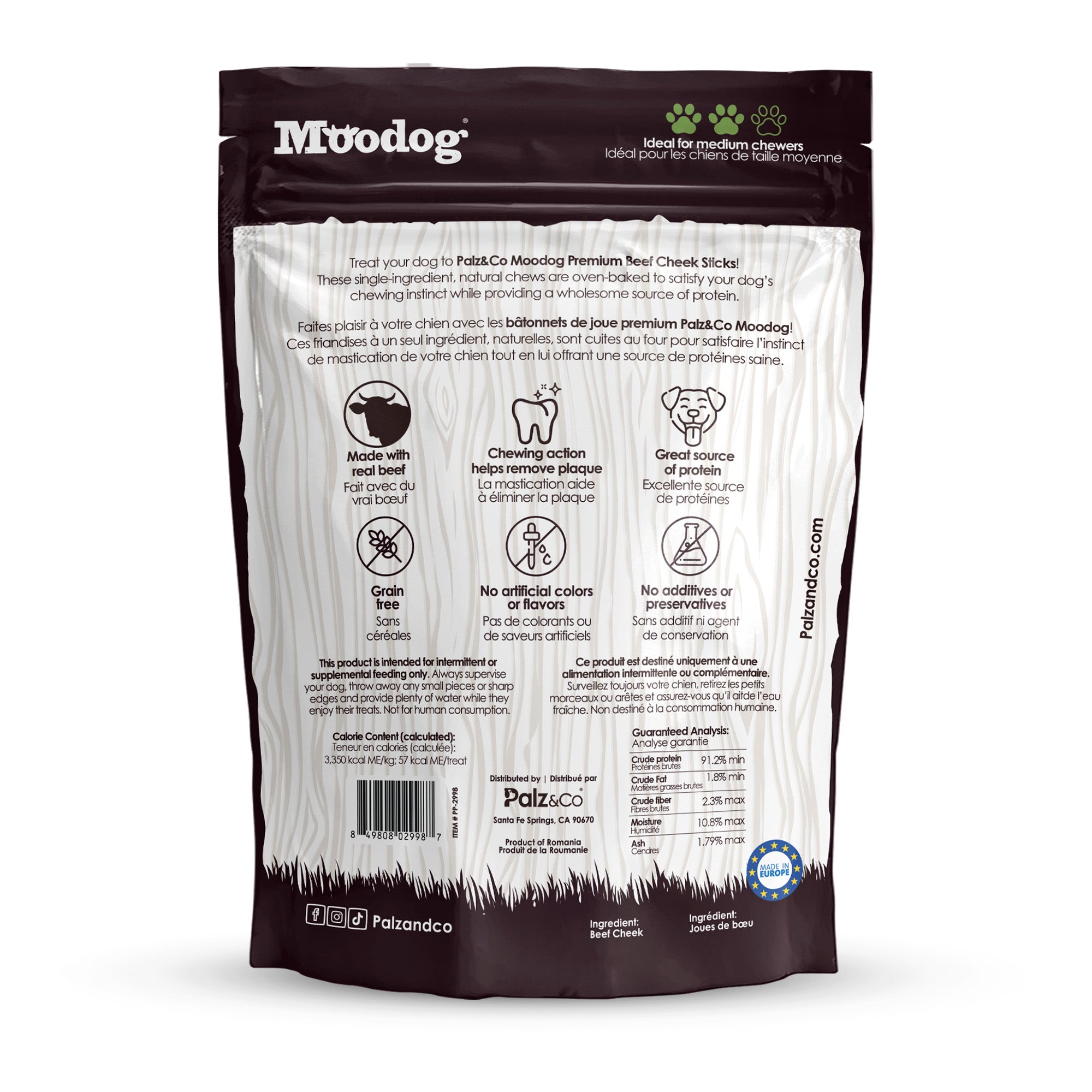 Moodog Beef Cheek Sticks - Pack of 12