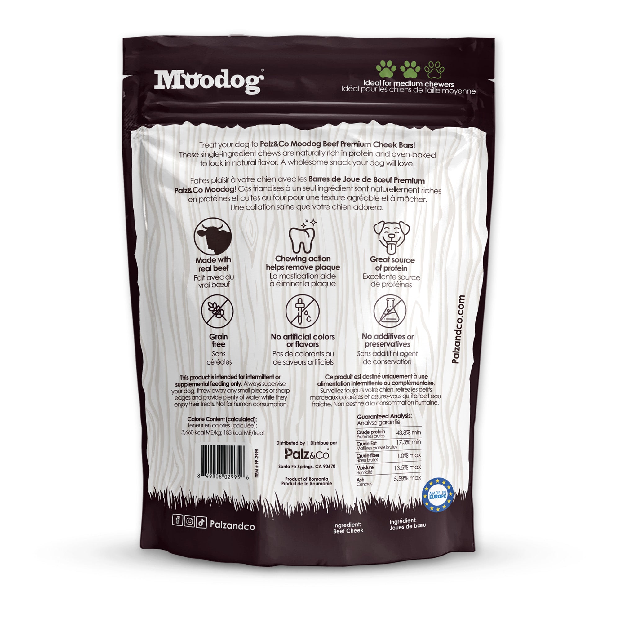 Moodog Beef Cheek Bars - Pack of 6