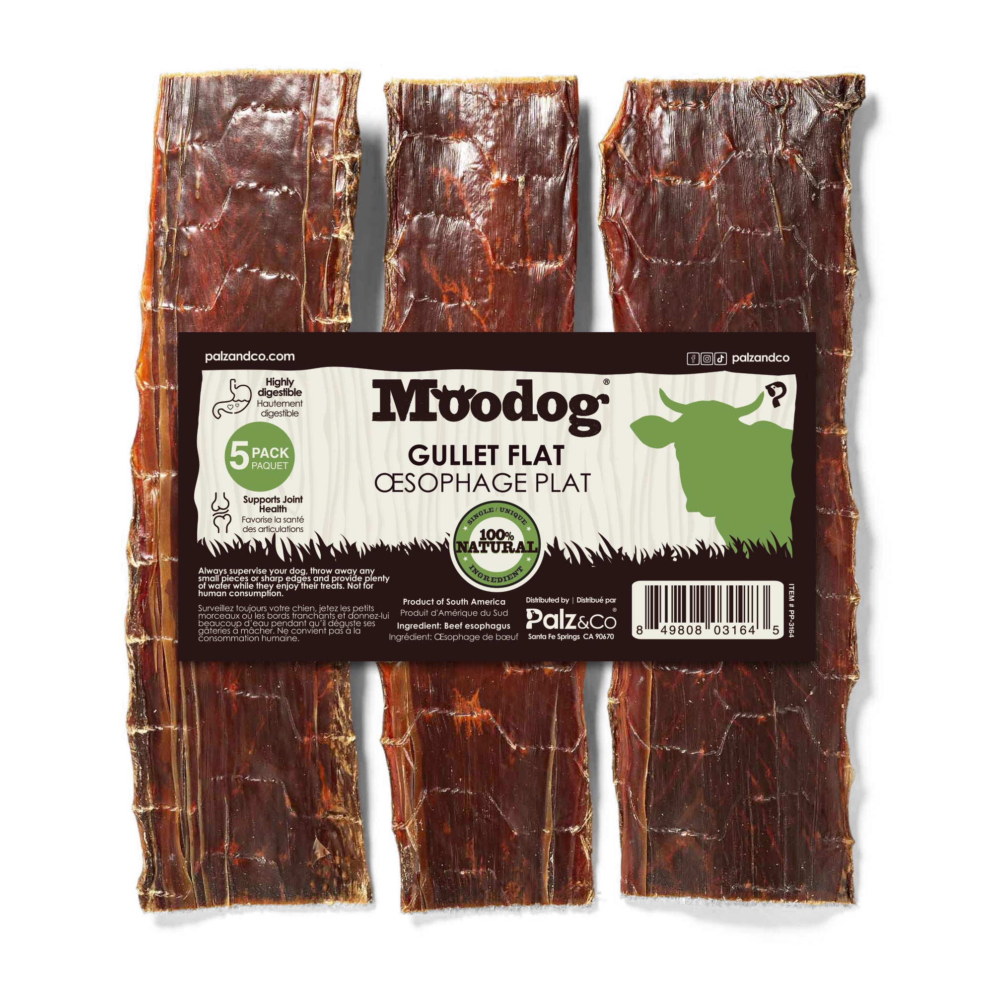 Moodog Flat Beef Gullet 8" - Pack of 5