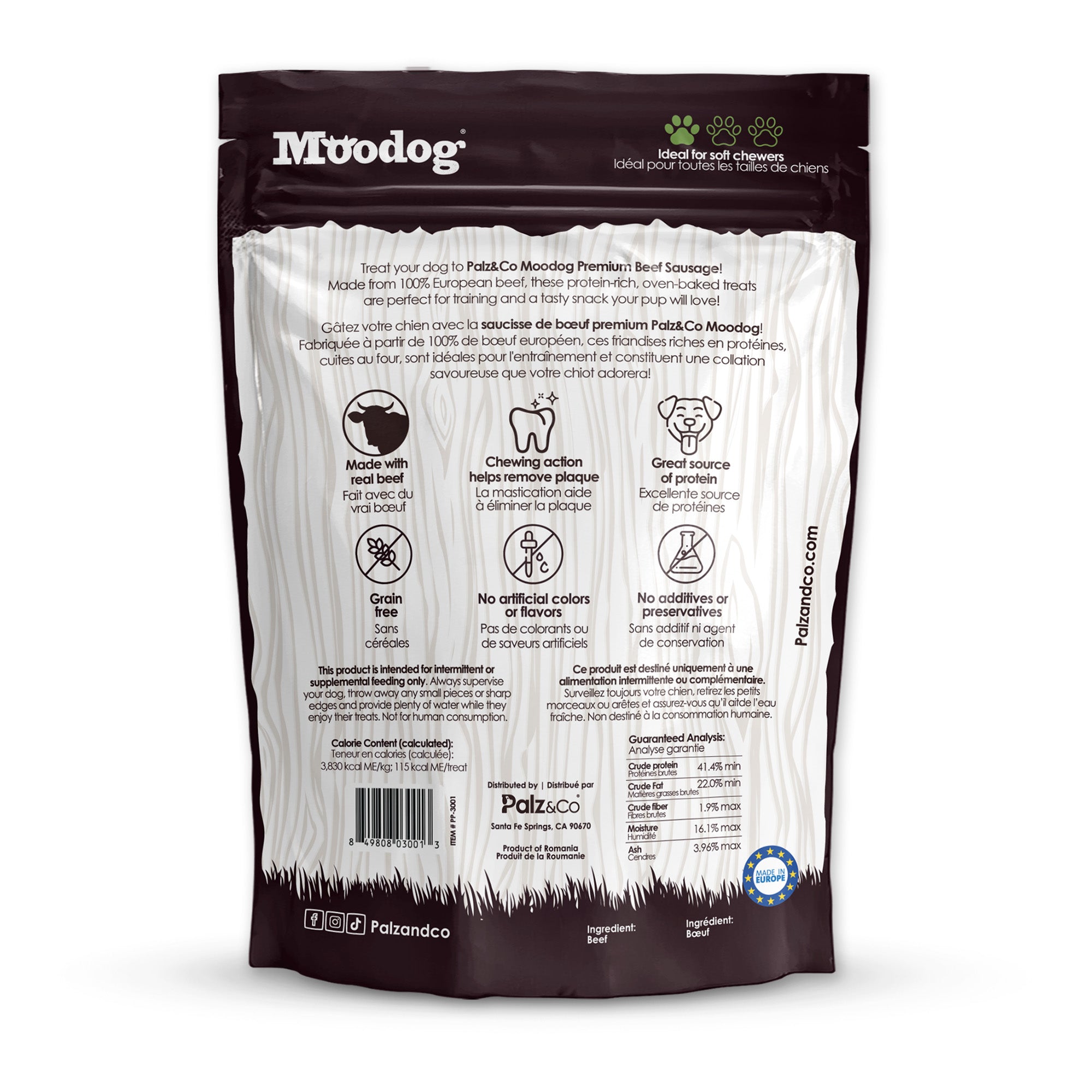 Moodog Beef Sausage Dog Treats - Pack of 8 & 20