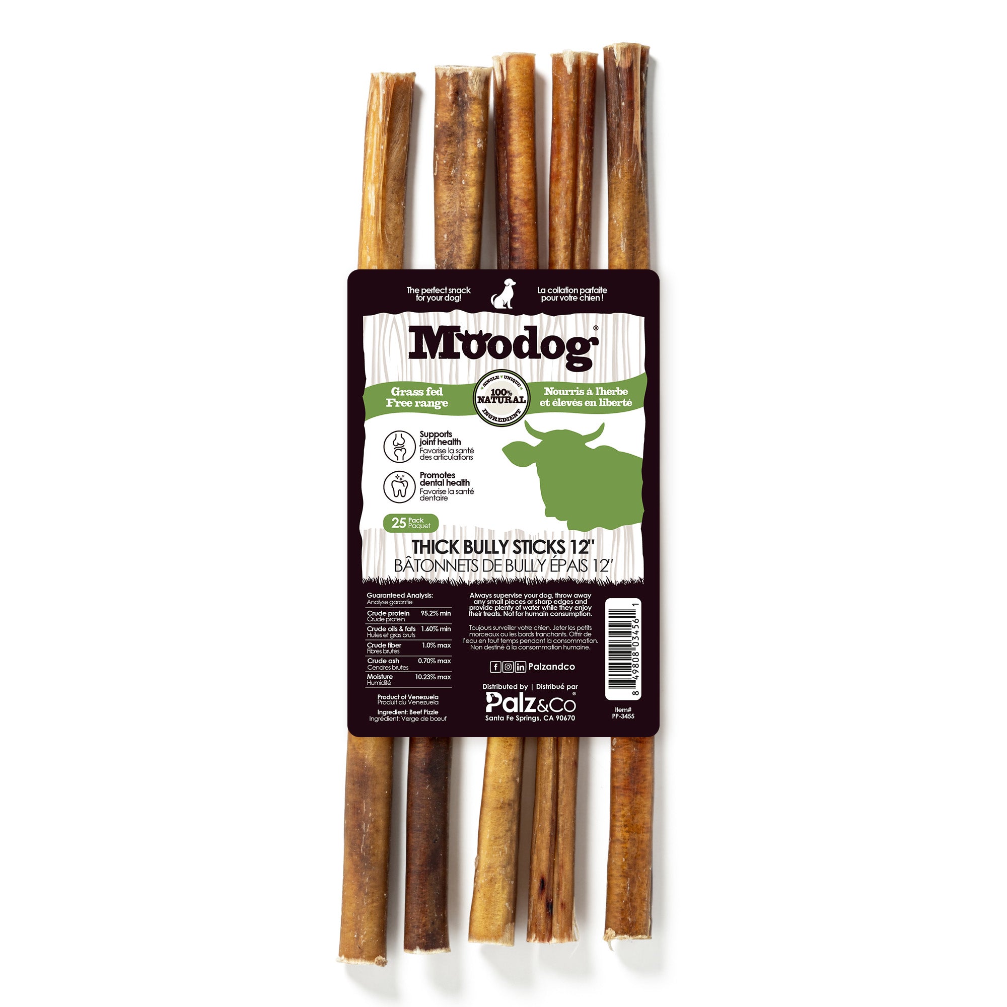 Moodog Beef Thick Bully Sticks 6" & 12" - Pack of 25