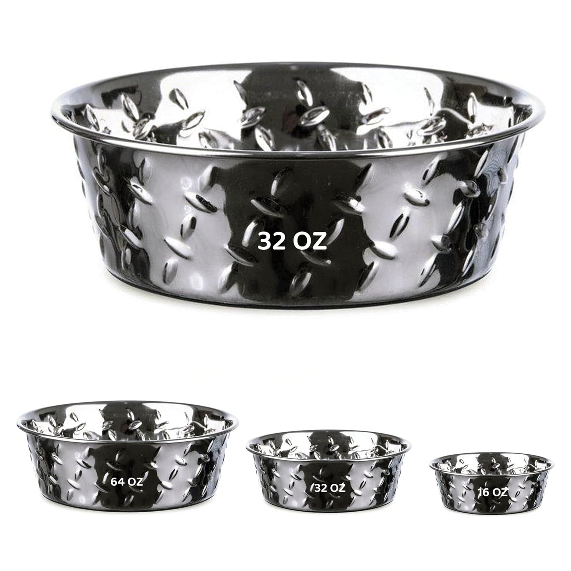 Non-Skid Stainless Steel Dog Bowl - 16oz, 32oz, 64oz