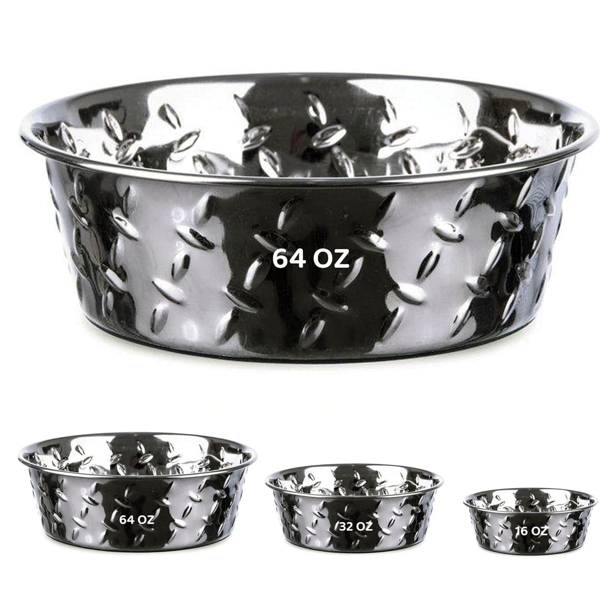 Non-Skid Stainless Steel Dog Bowl - 16oz, 32oz, 64oz