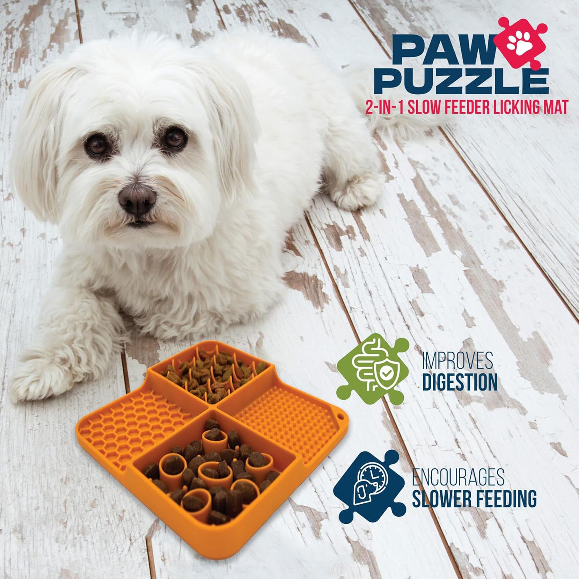 Paw Puzzle Silicone 2-in-1 Slow Feeder & Lick Mat - 3 Sizes & Colors Secondary image