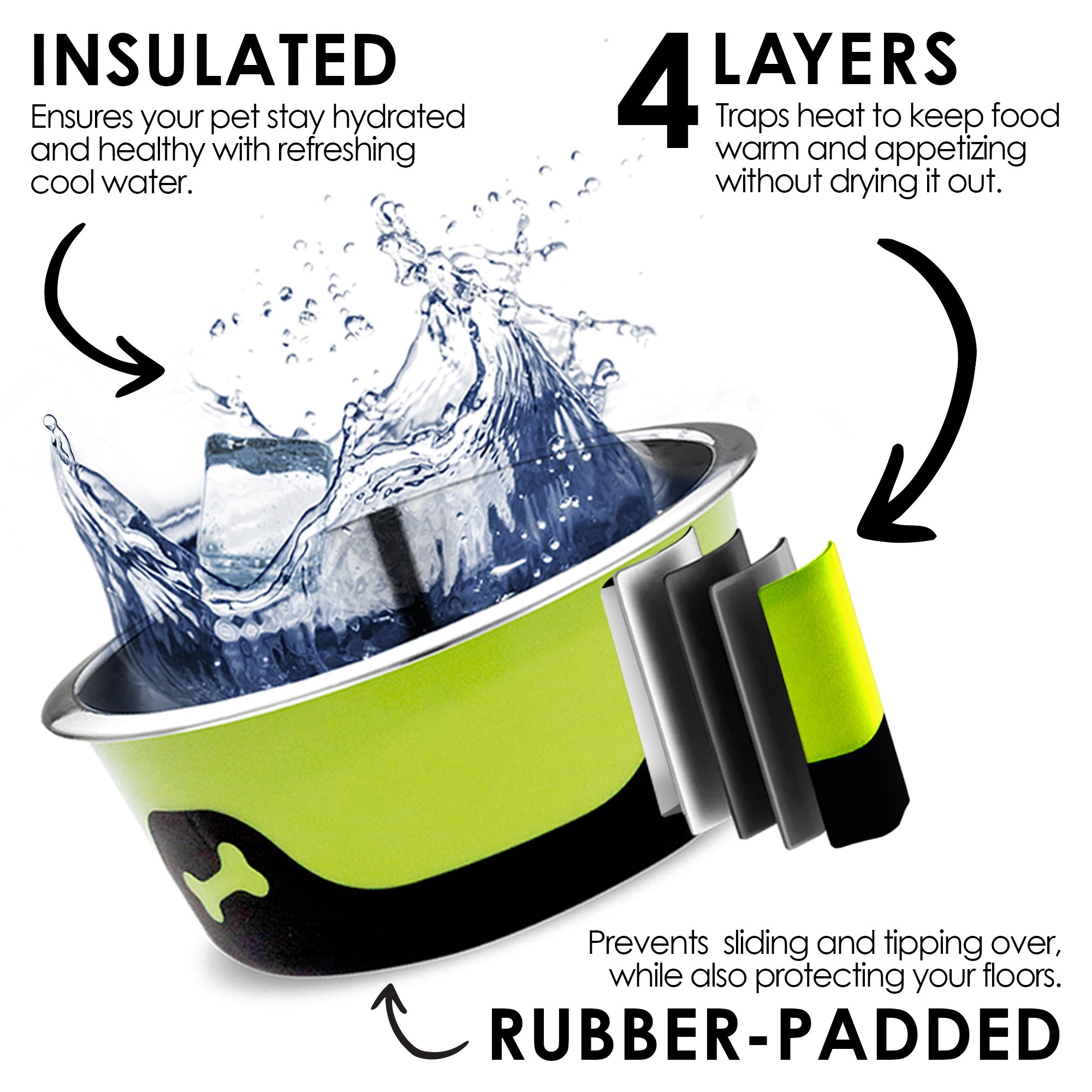 Thermocool Insulated Pet Bowls, No-Skid Base