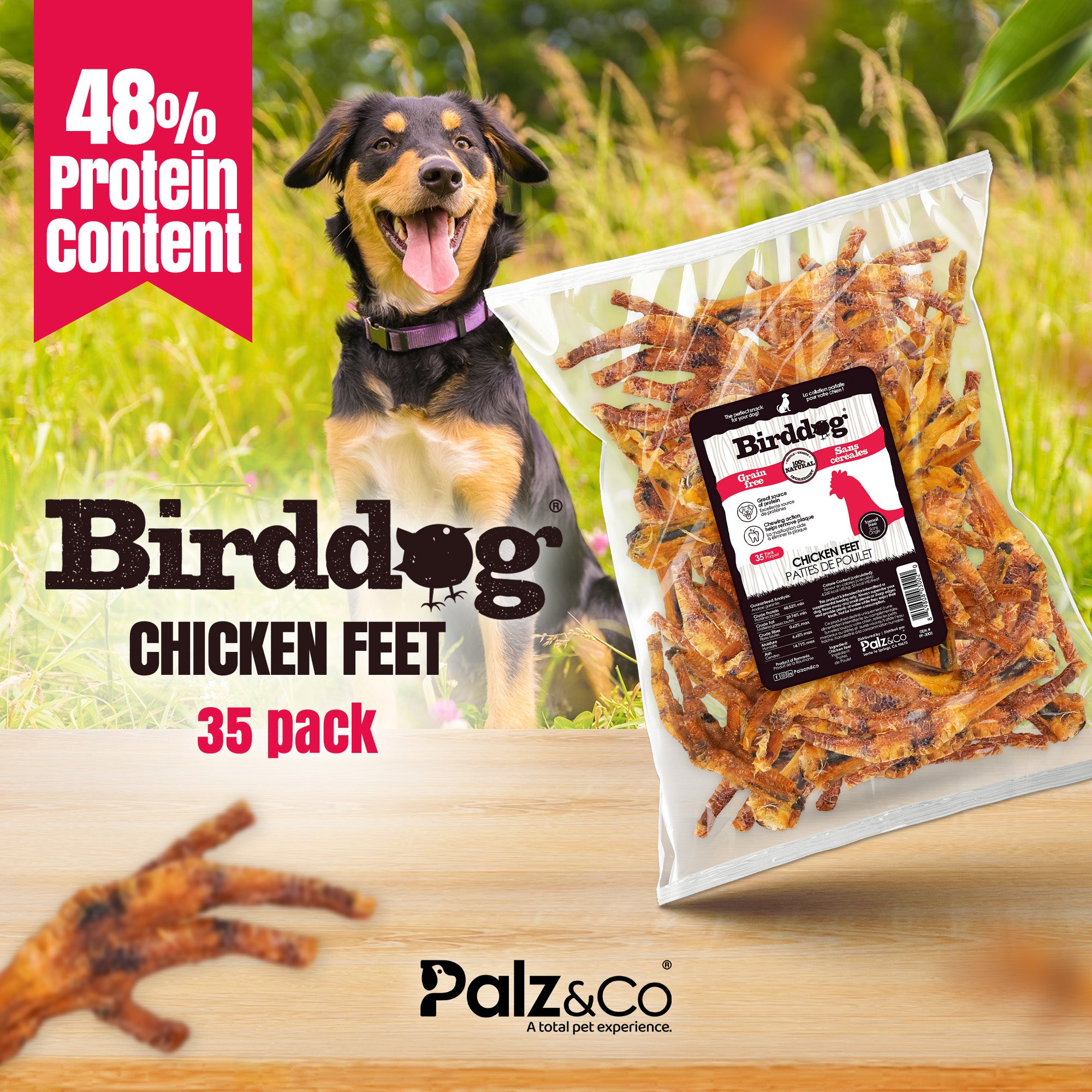 Birddog Chicken Feet Dog Treats - Pack of 10 & 35