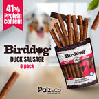 Birddog Duck Sausage Dog Treats - Pack of 8 & 20