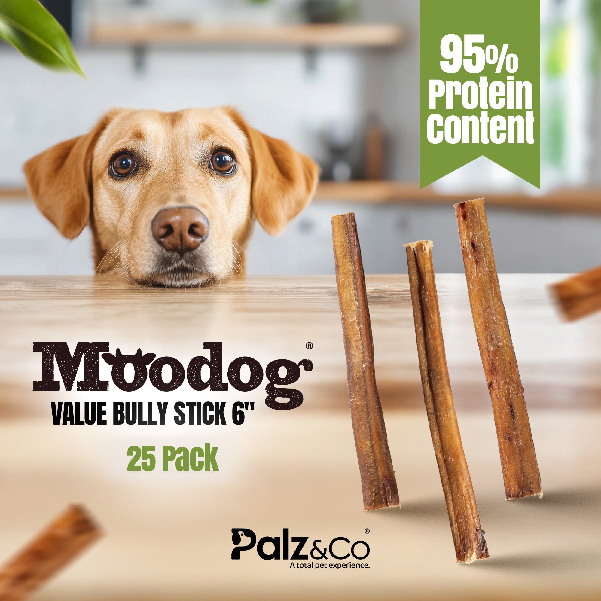 Moodog Beef Value Bully Stick 6" - Pack of 25